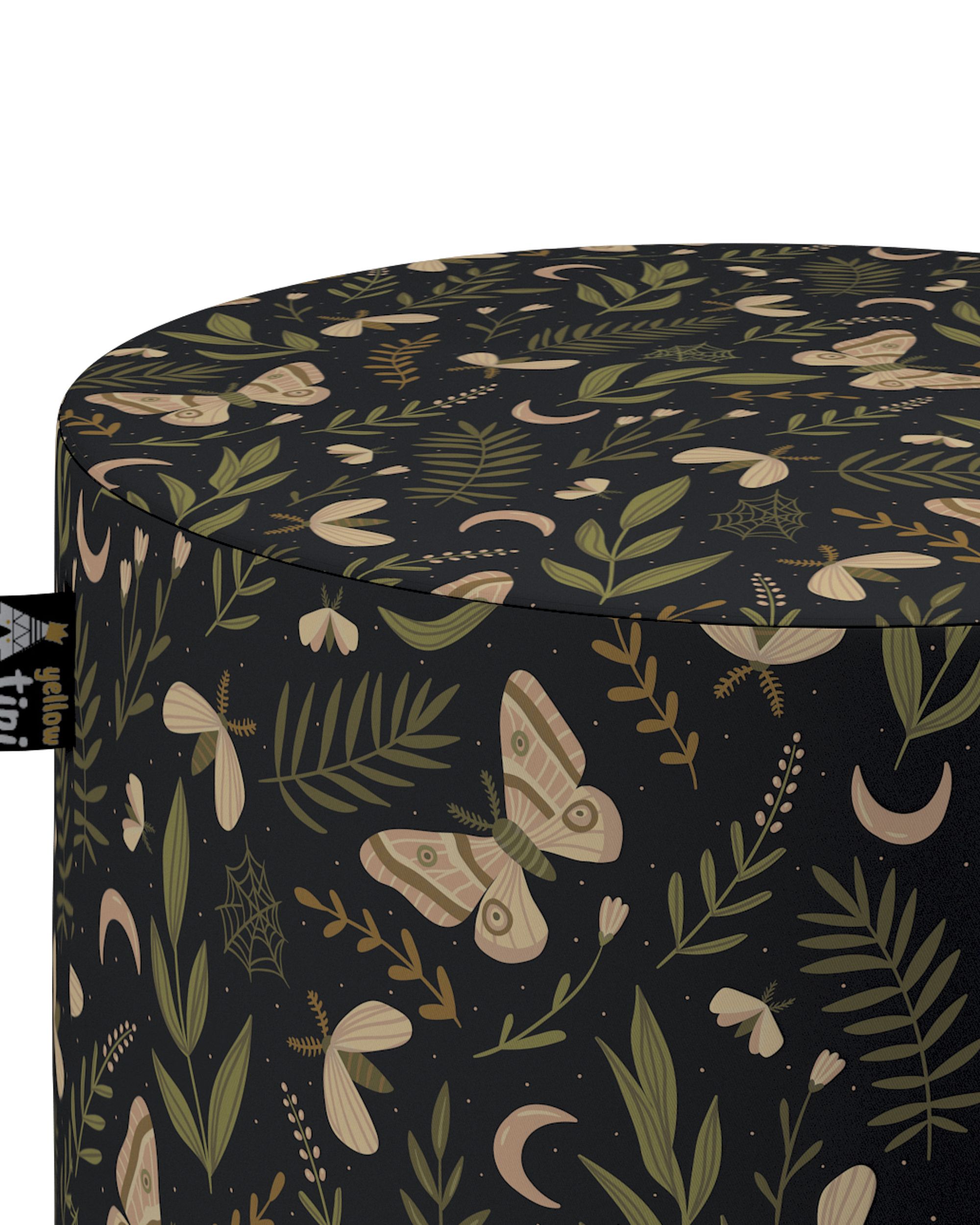 Pouf Bobby Farbe schwarz Stoff gemustert (hover)