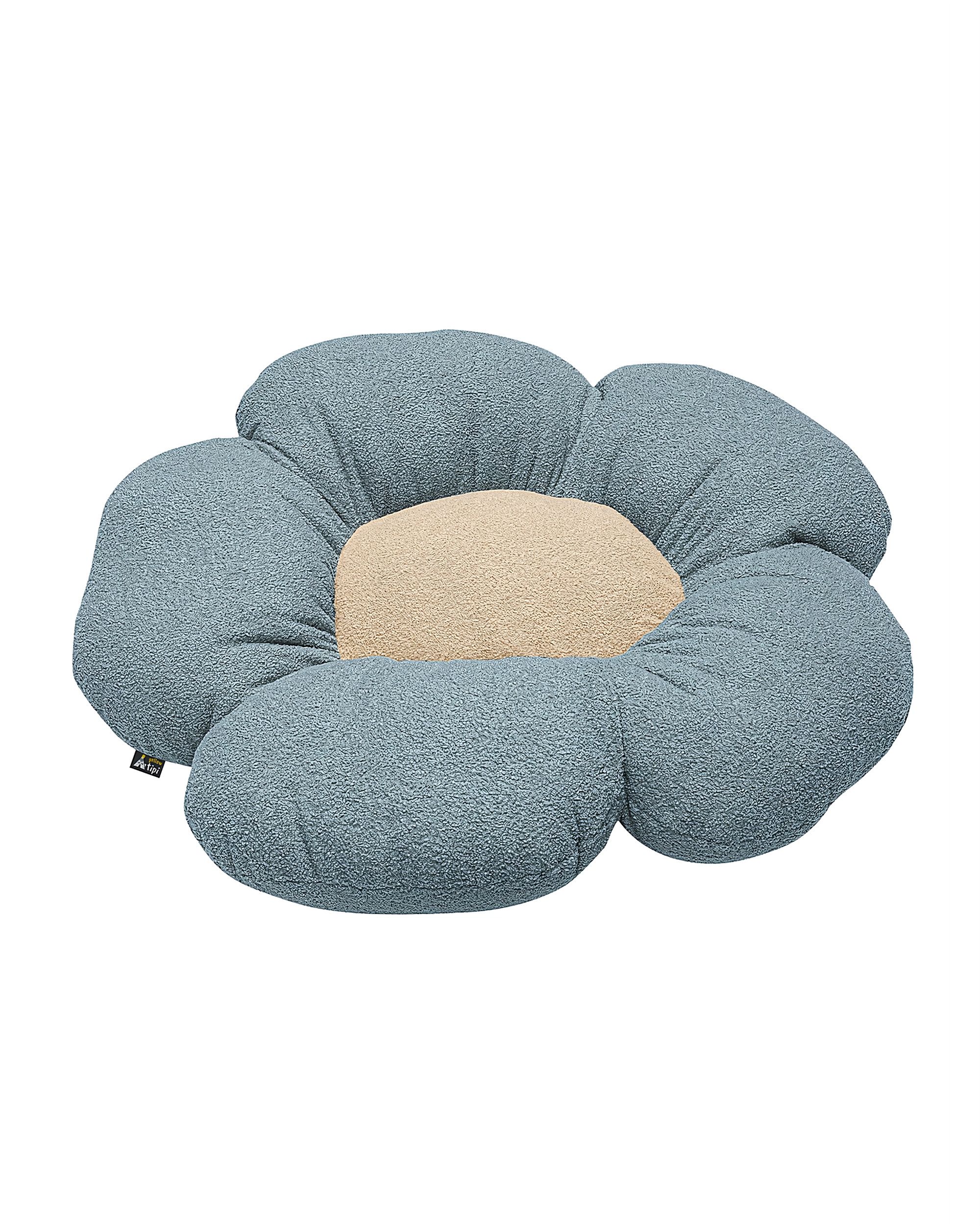 Blumenkissen Mia II XXL Farbe blau Stoff strukturiert