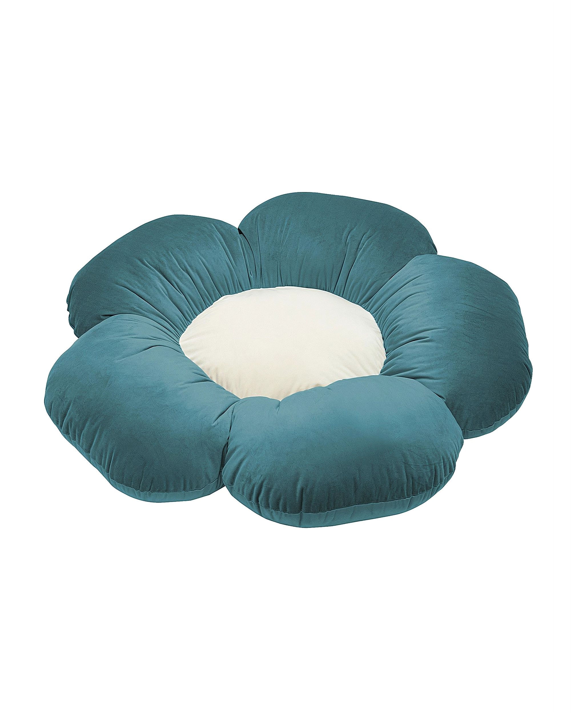 Blumenkissen Mia II XXL Farbe blau Stoff glänzend, samt