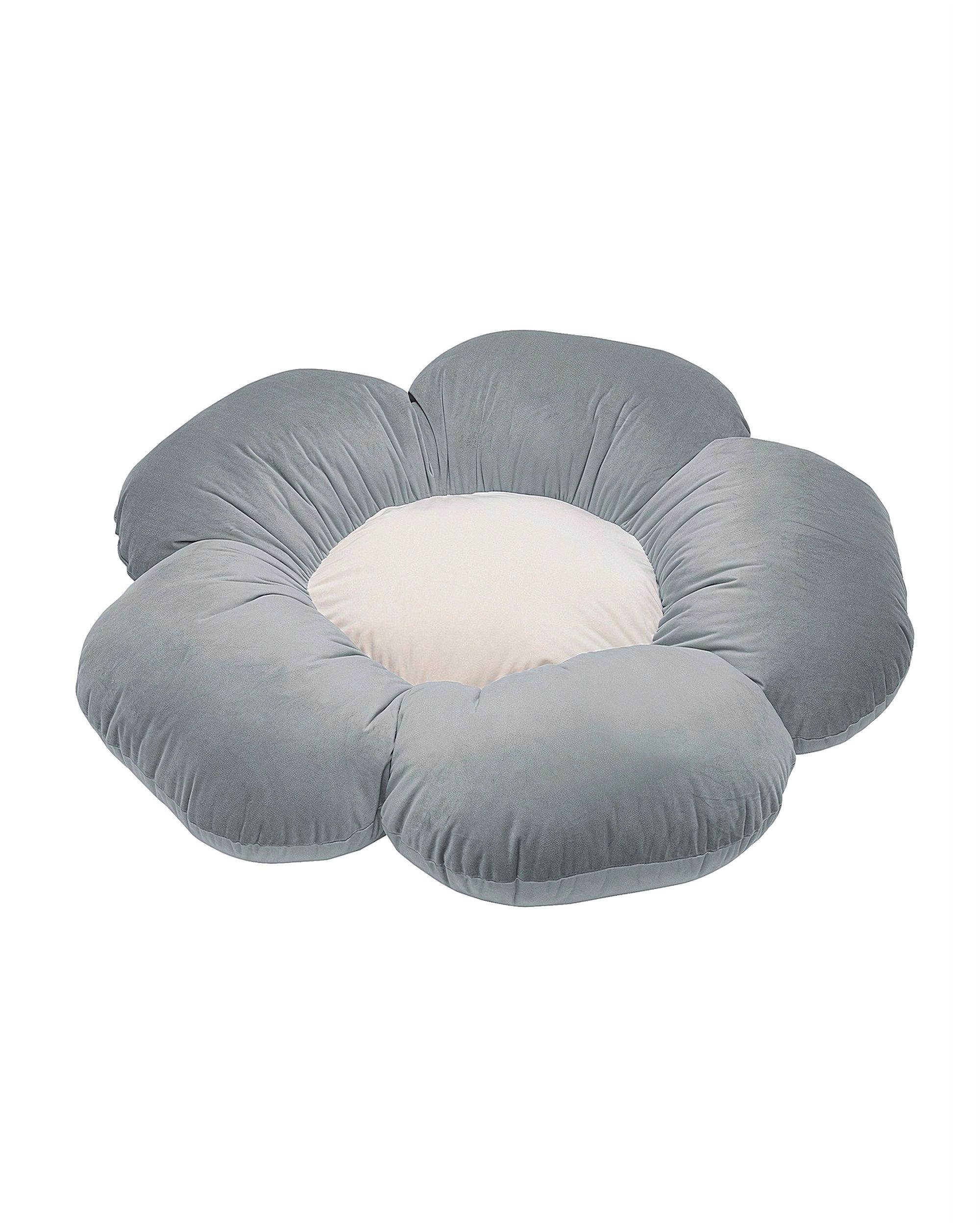 Blumenkissen Mia II XXL Farbe grau Stoff glänzend, samt