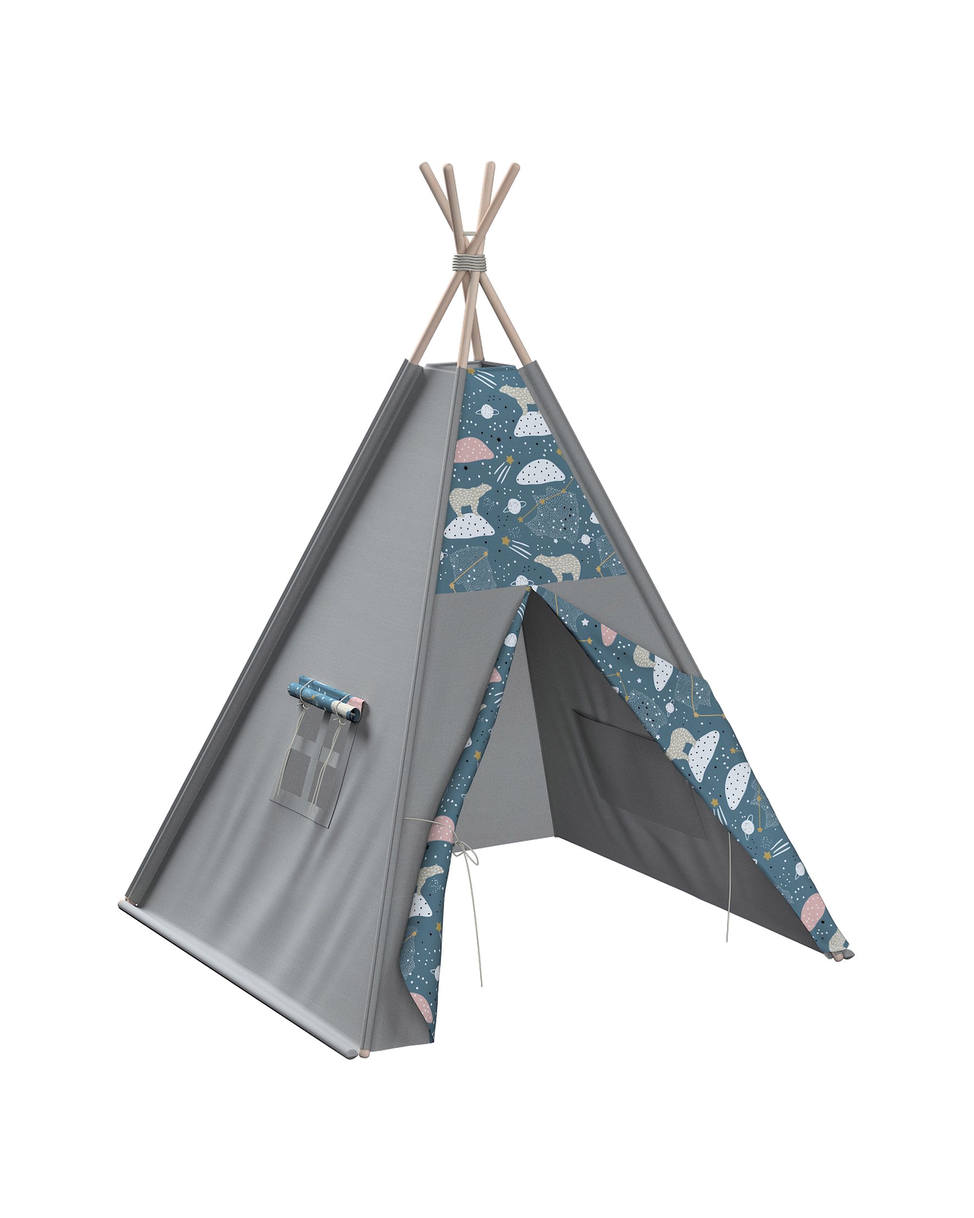 Tipi-Zelt Farbe blau Stoff gemustert