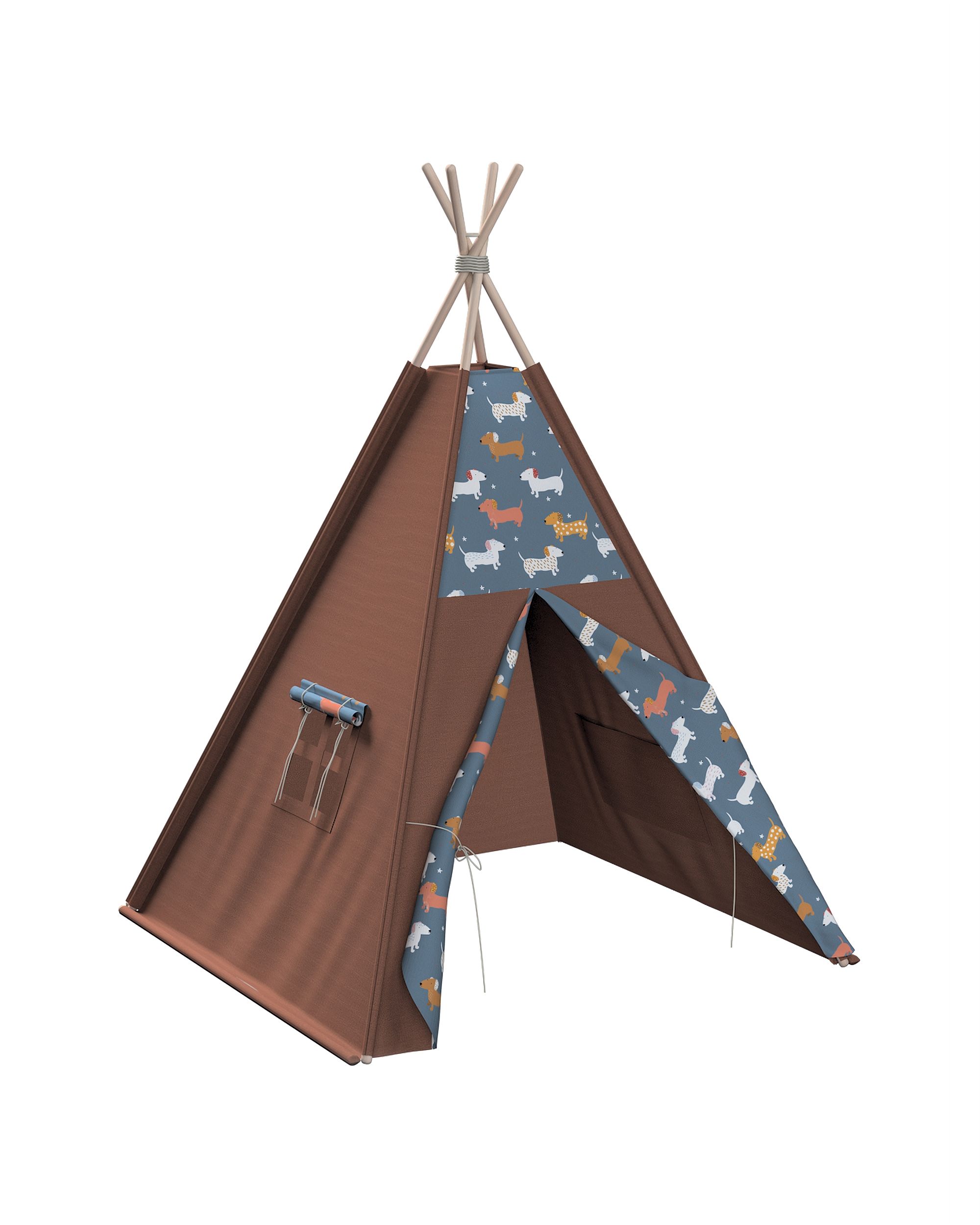 Tipi-Zelt Farbe blau Stoff gemustert