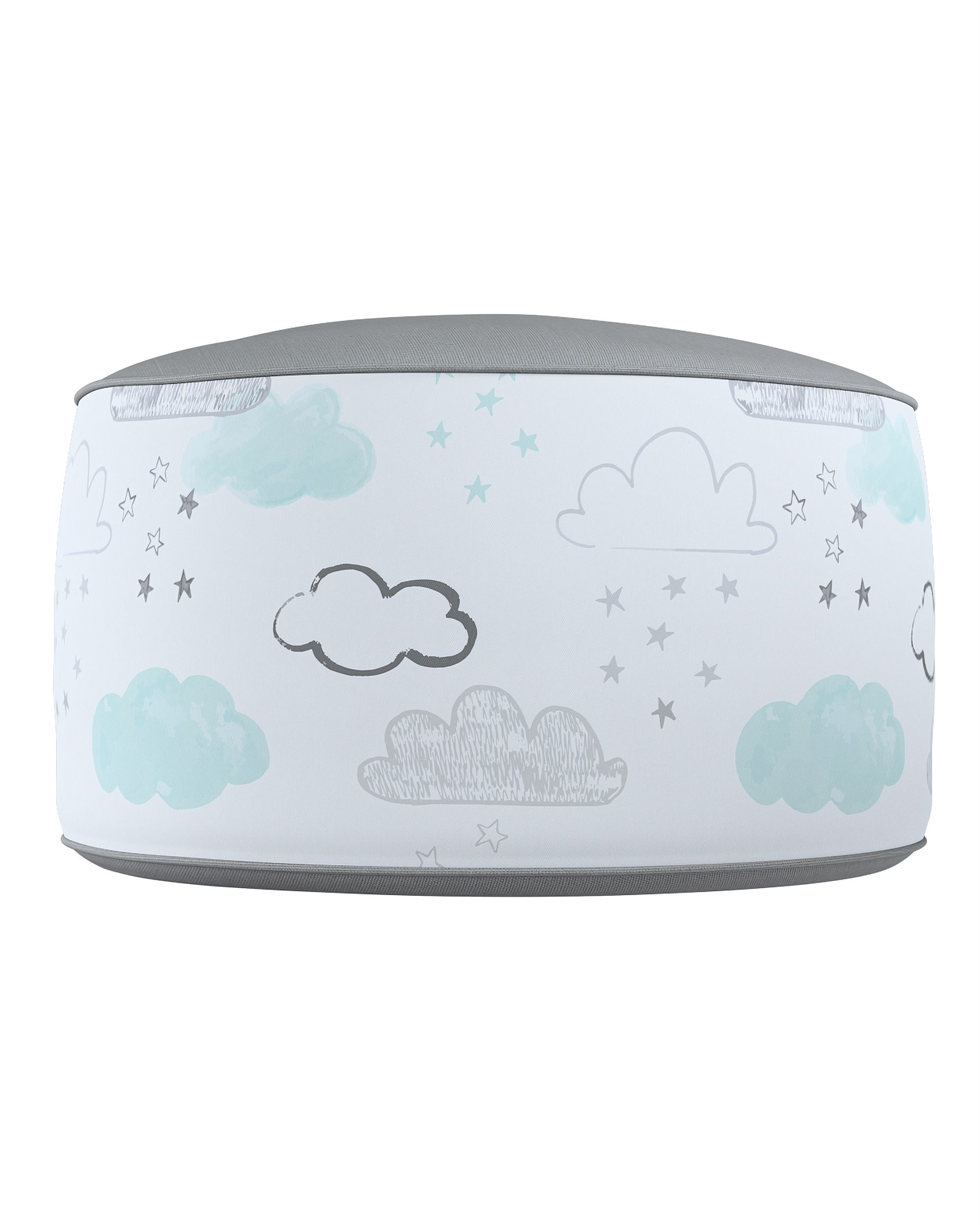 Zweifarbiger Pouf Coli Farbe weiß Stoff gemustert (hover)
