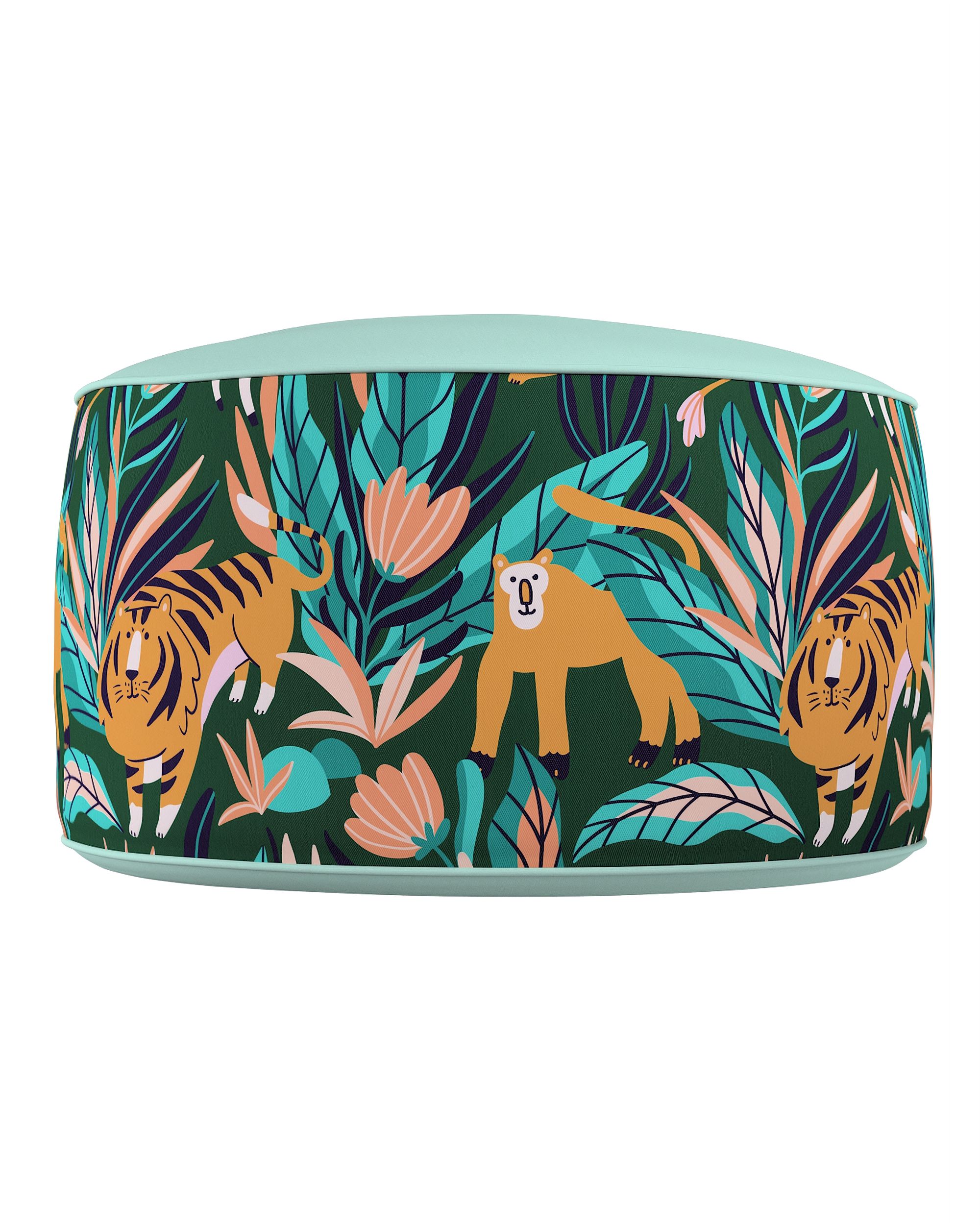 Zweifarbiger Pouf Coli Farbe orange Stoff gemustert (hover)