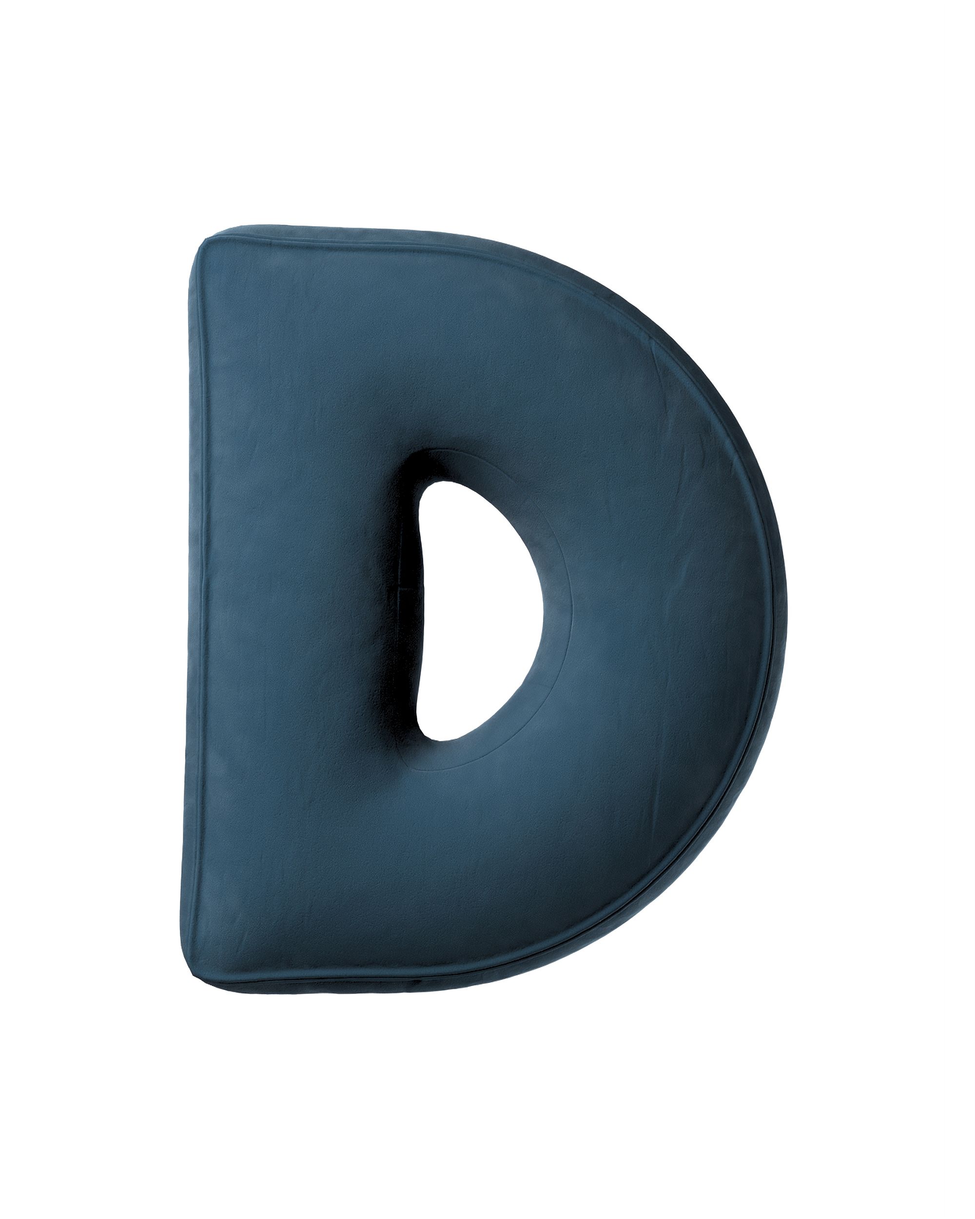 Buchstabenkissen D Farbe blau Stoff glänzend, samt