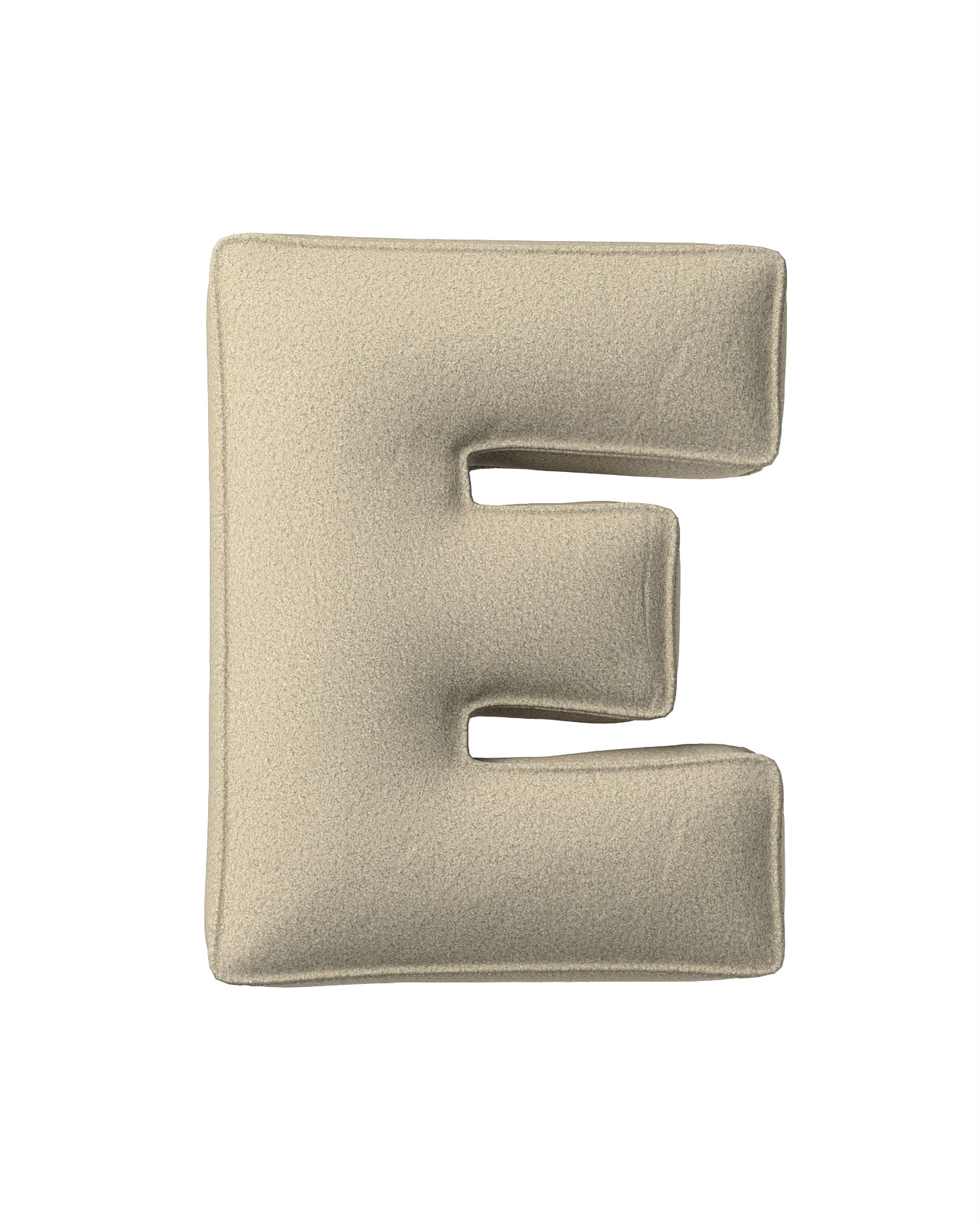 Buchstabenkissen E Farbe beige Stoff strukturiert