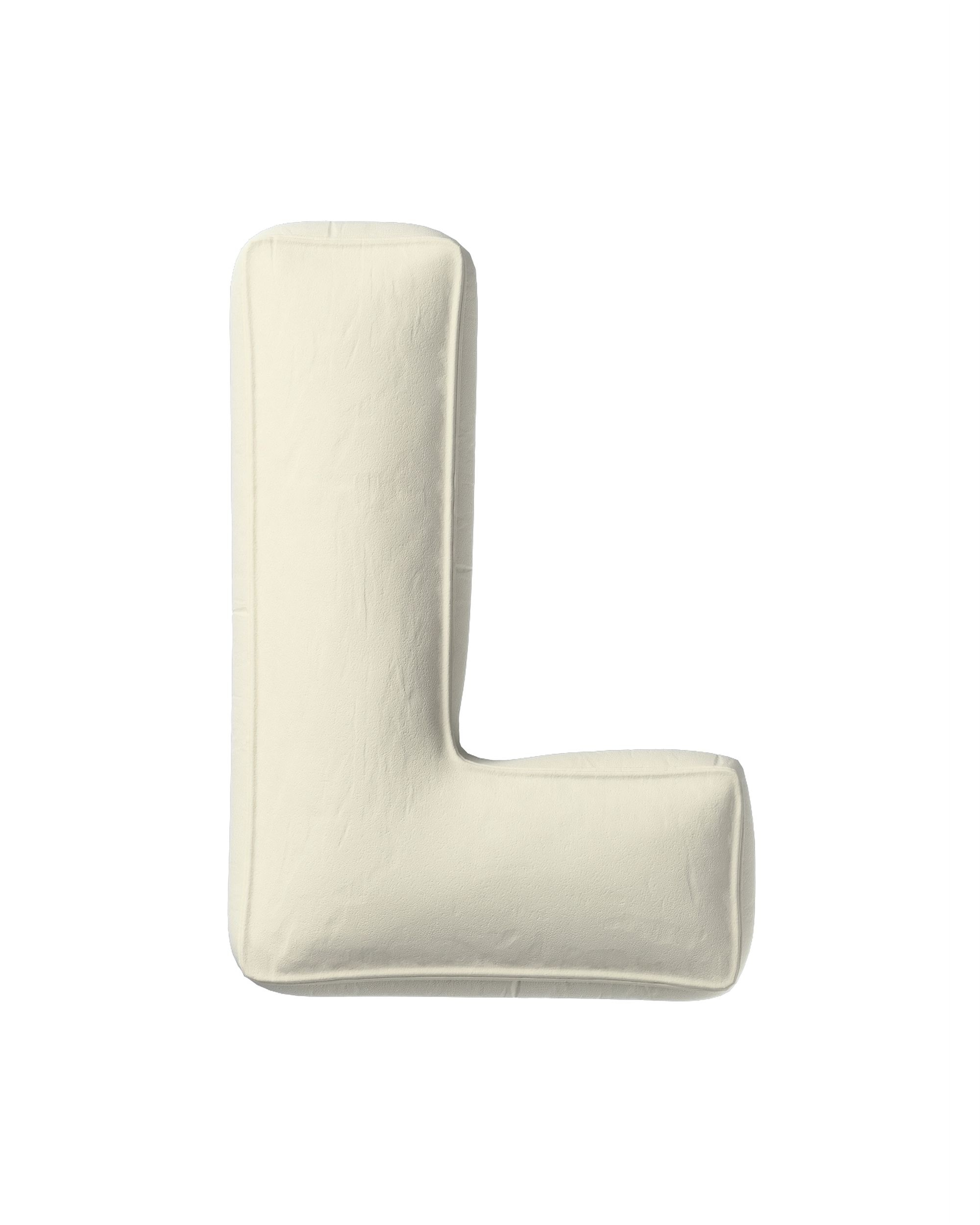 Buchstabenkissen L Farbe creme Stoff glänzend, samt