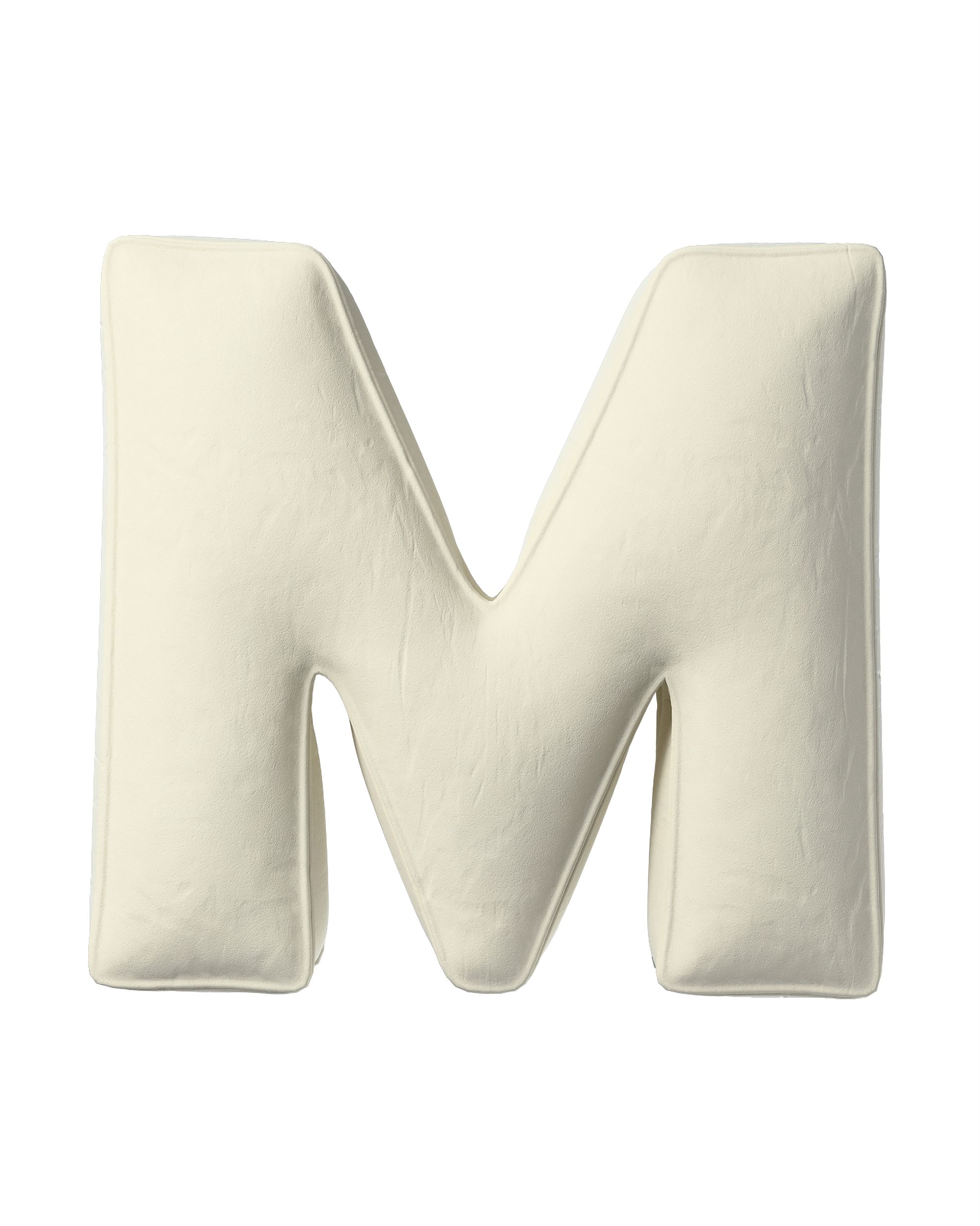 Buchstabenkissen M Farbe creme Stoff glänzend, samt