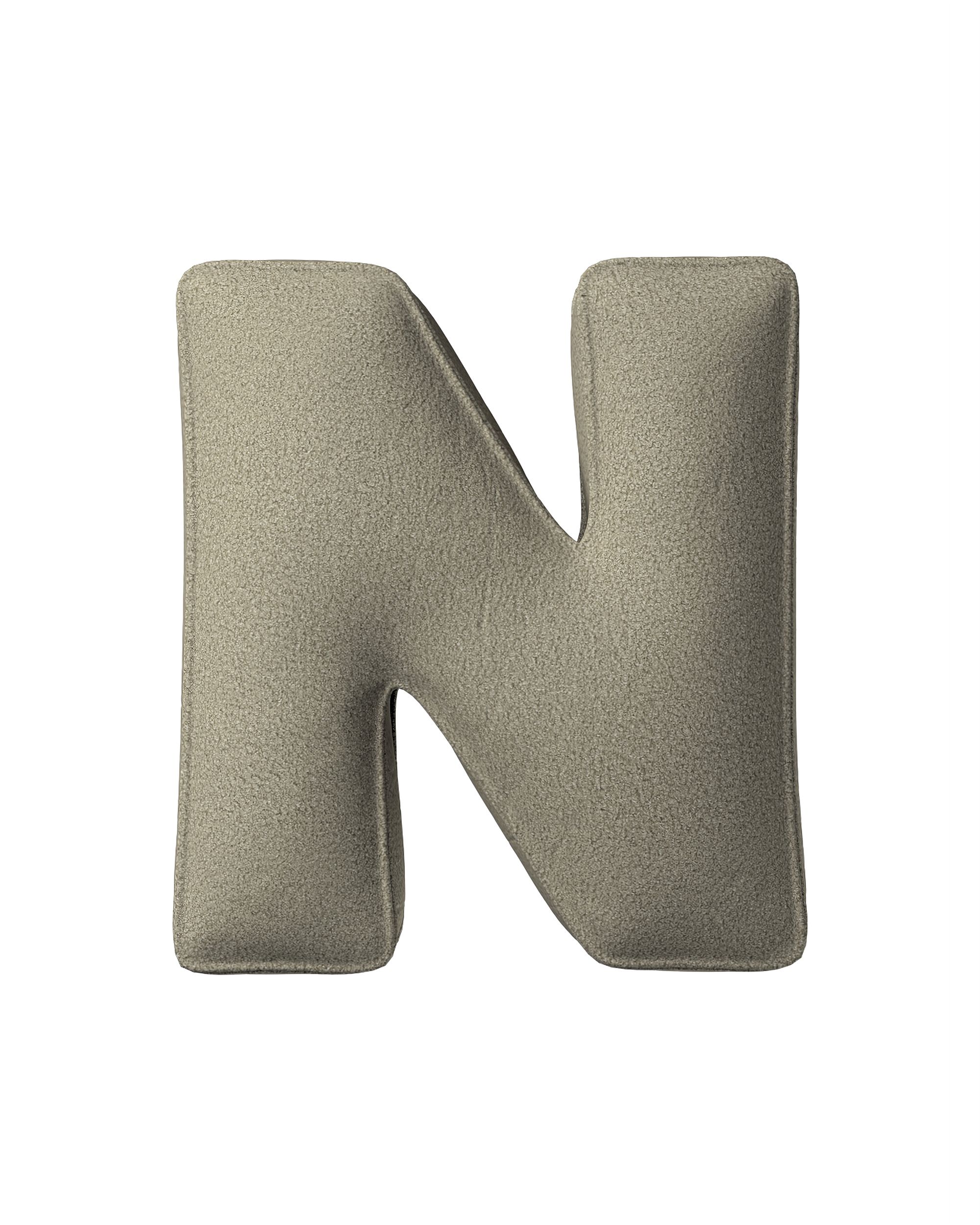 Buchstabenkissen N Farbe beige Stoff strukturiert