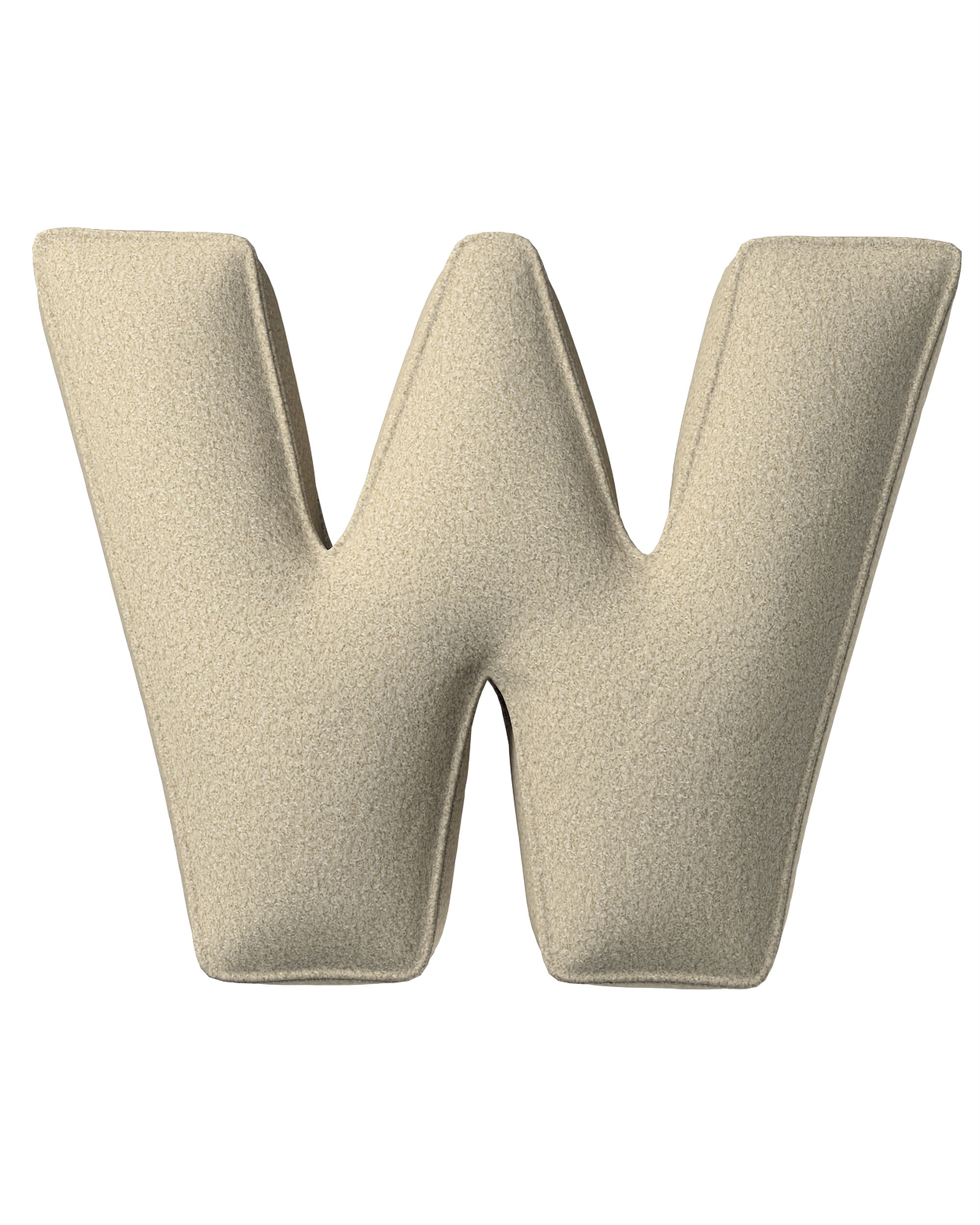 Buchstabenkissen W Farbe beige Stoff strukturiert
