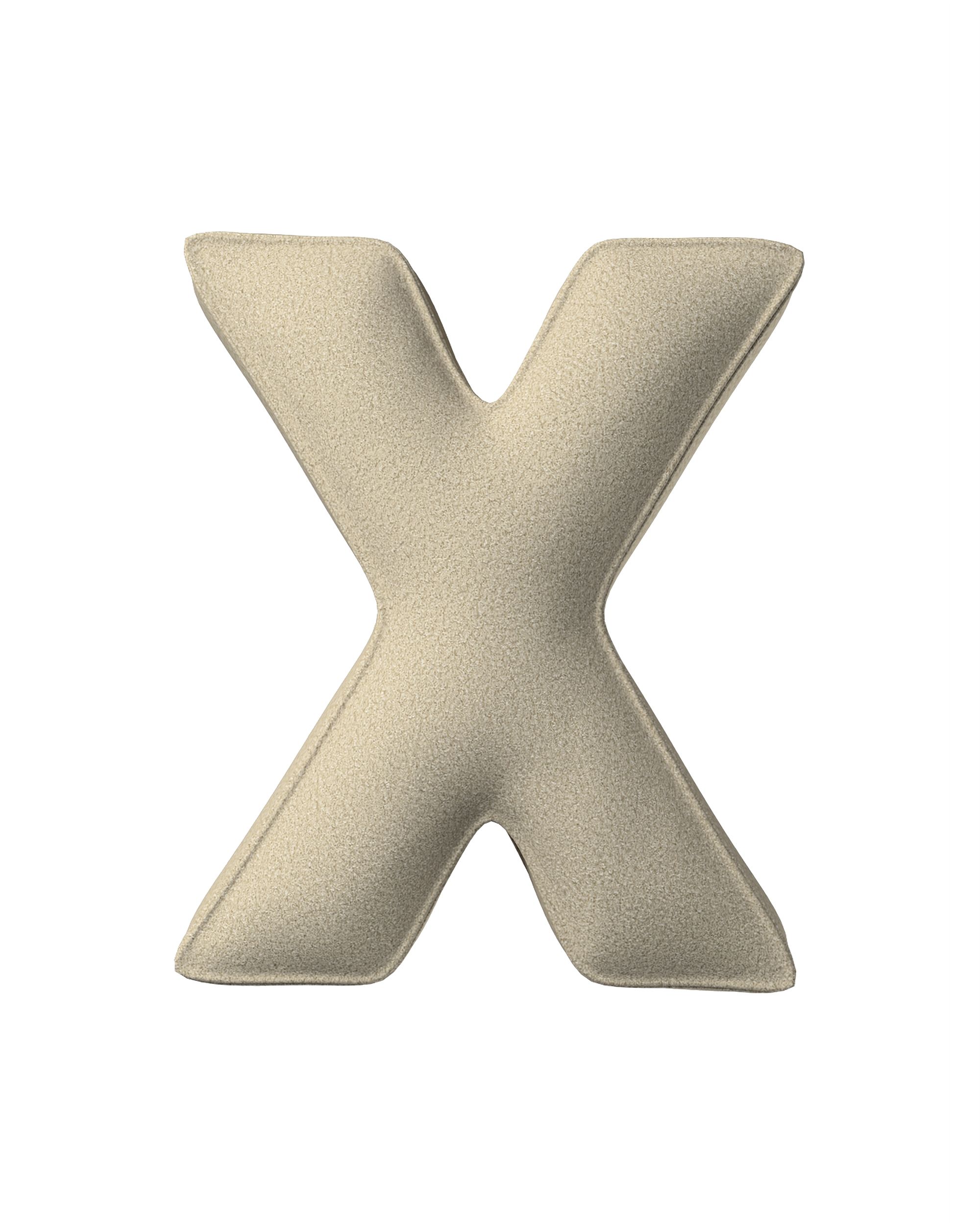 Buchstabenkissen X Farbe beige Stoff strukturiert