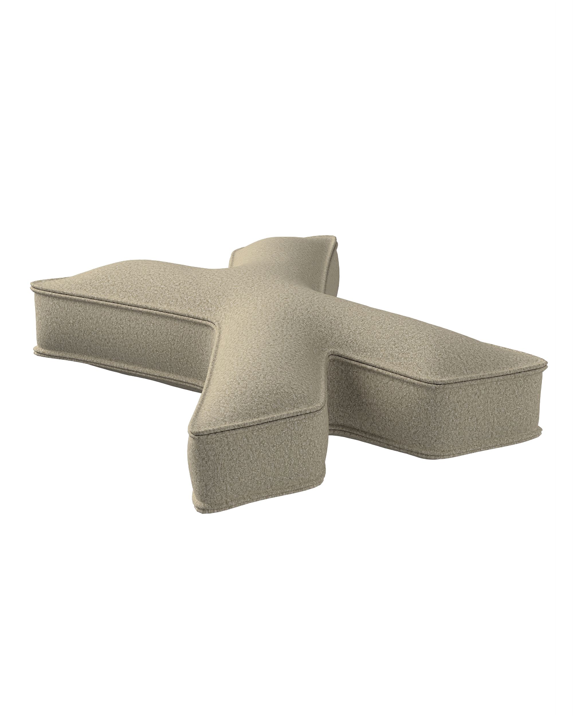 Buchstabenkissen X Farbe beige Stoff strukturiert (hover)