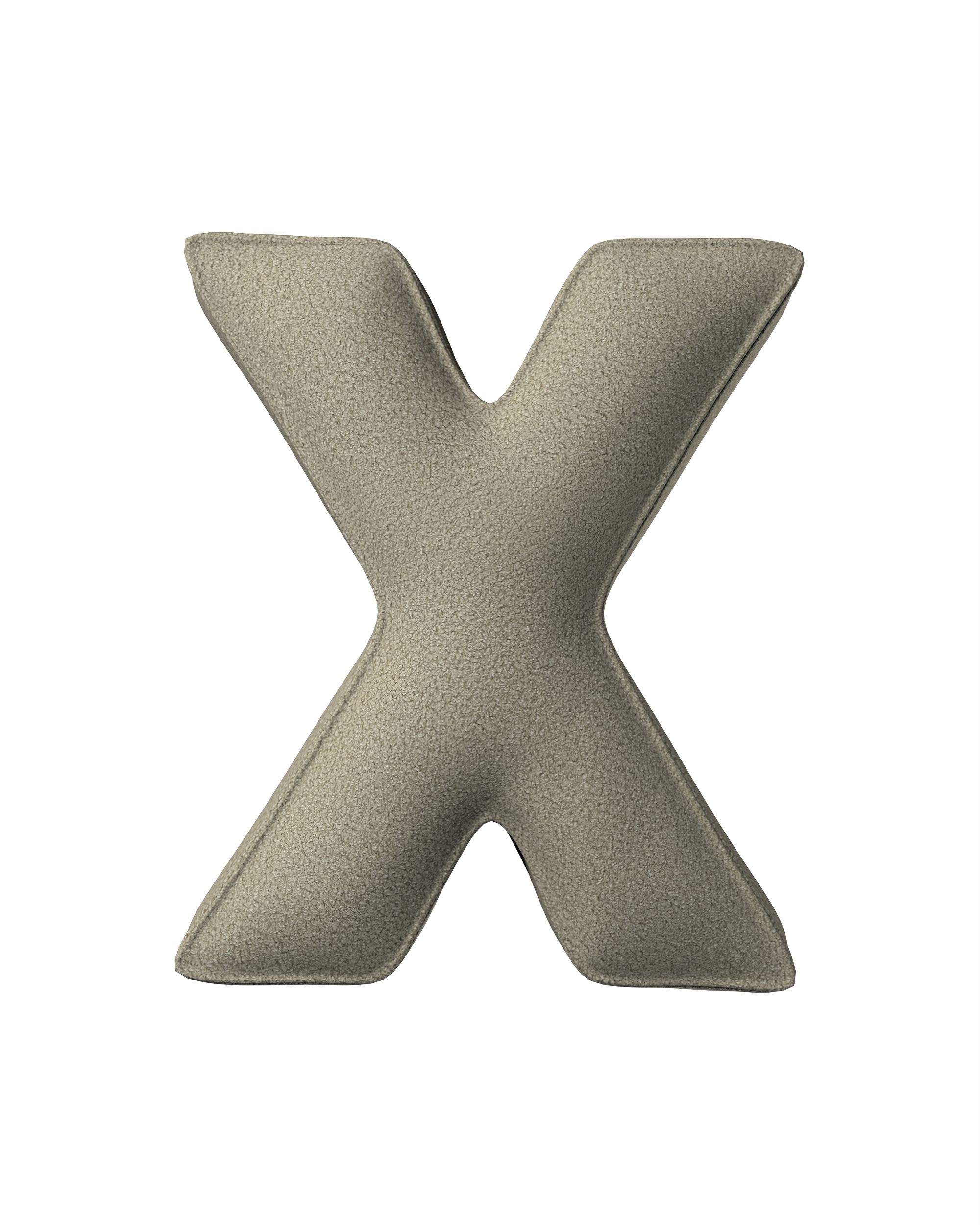 Buchstabenkissen X Farbe beige Stoff strukturiert