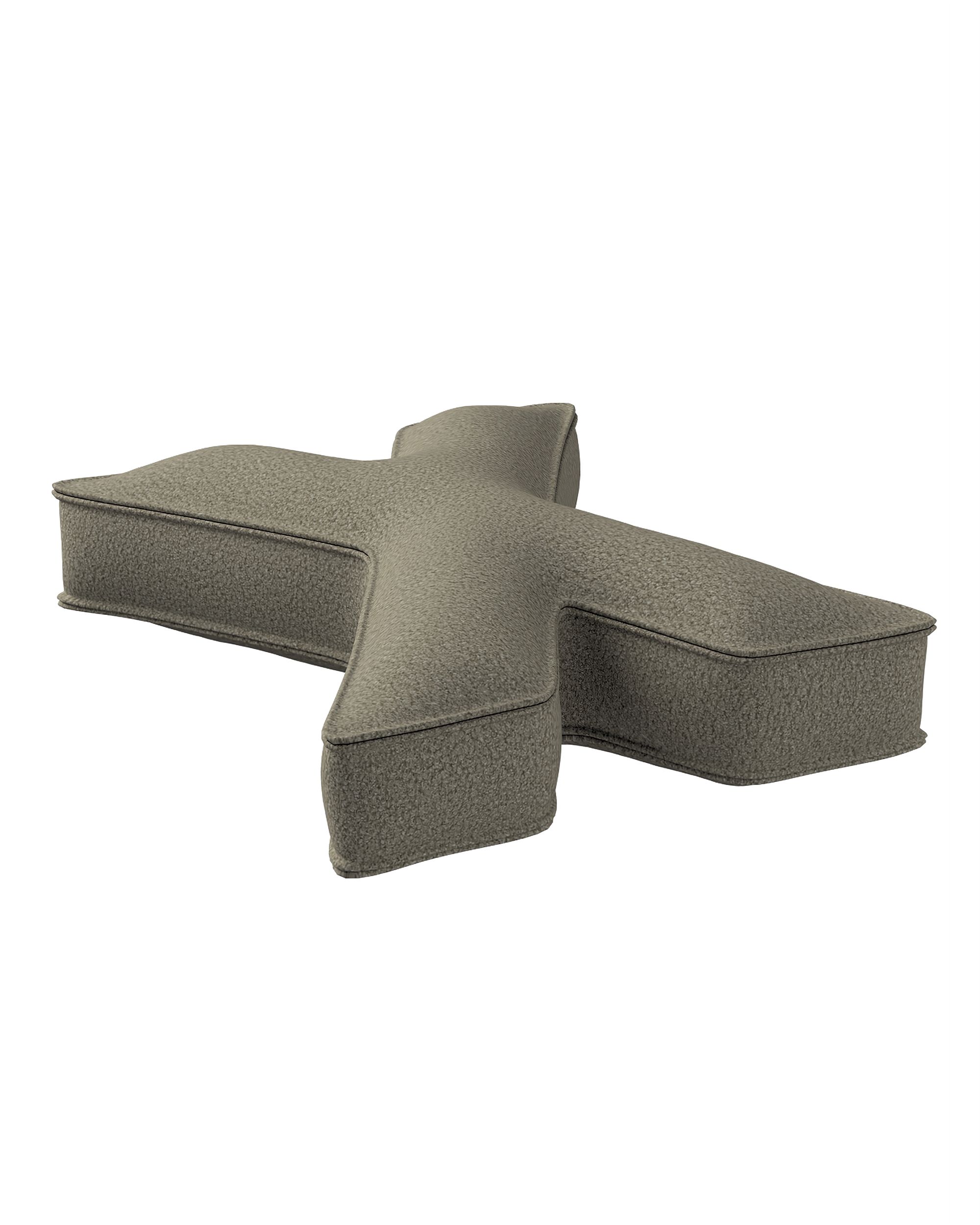 Buchstabenkissen X Farbe beige Stoff strukturiert (hover)