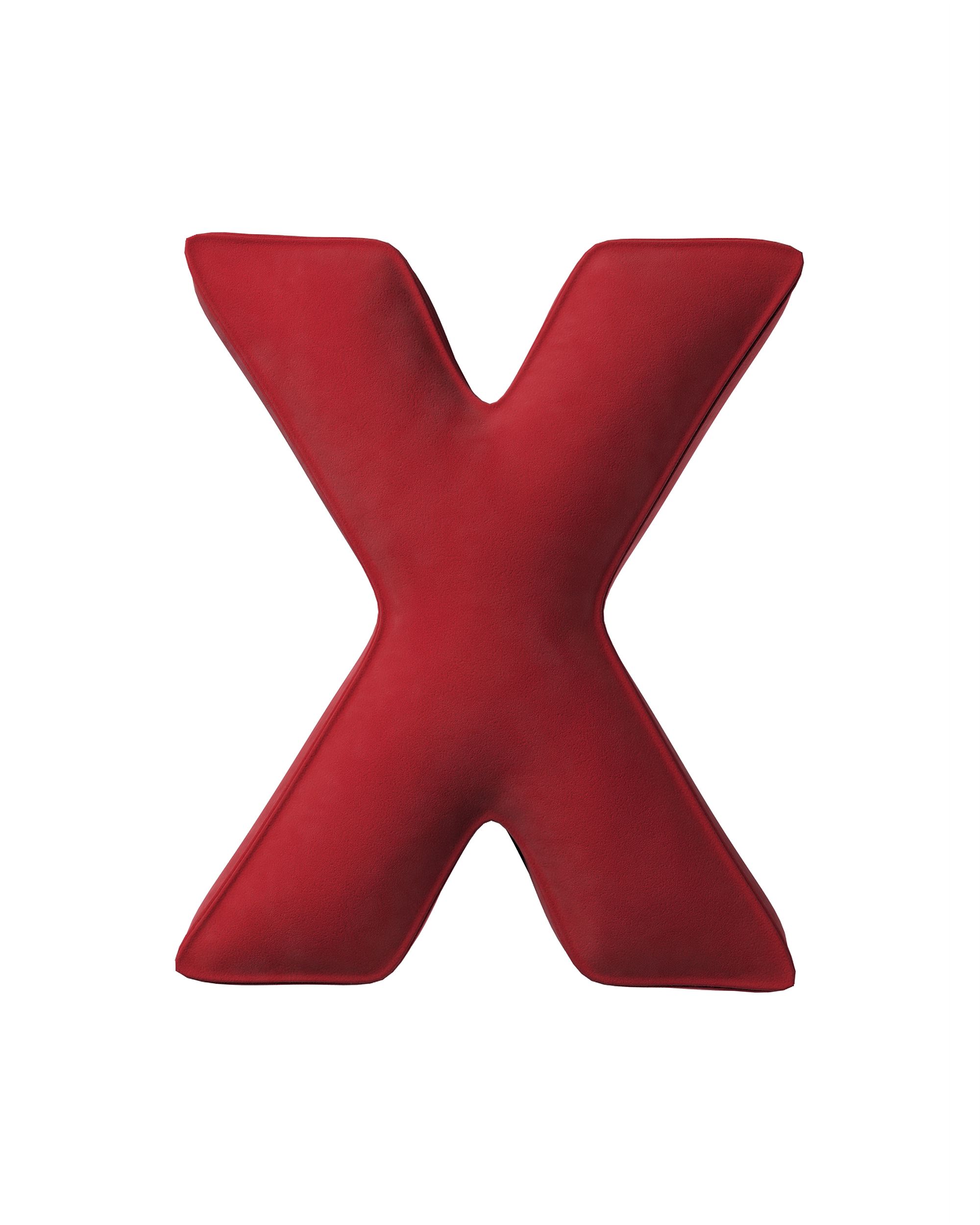 Buchstabenkissen X Farbe rot Stoff glänzend, samt