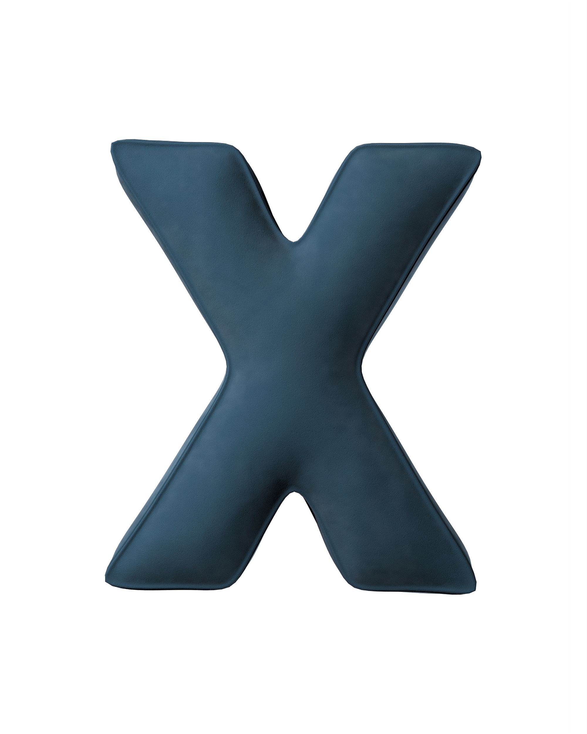Buchstabenkissen X Farbe blau Stoff glänzend, samt