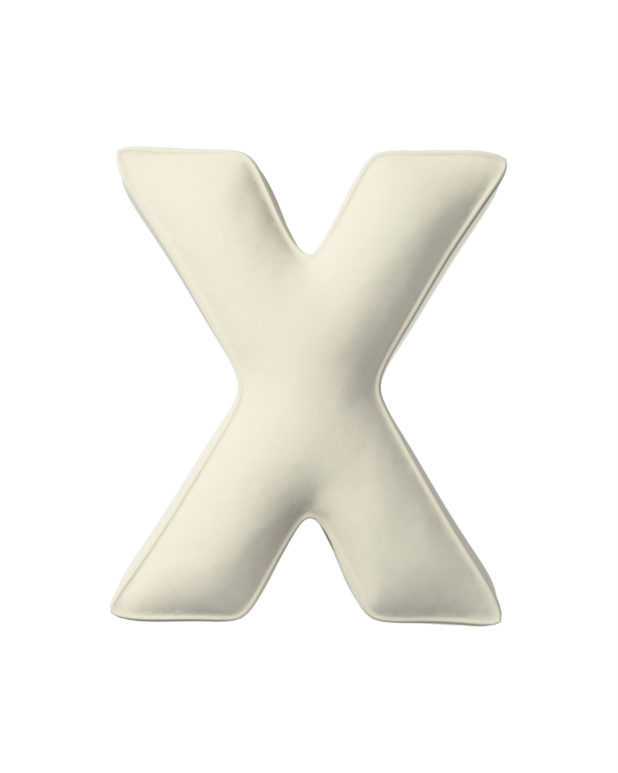 Buchstabenkissen X Farbe creme Stoff glänzend, samt