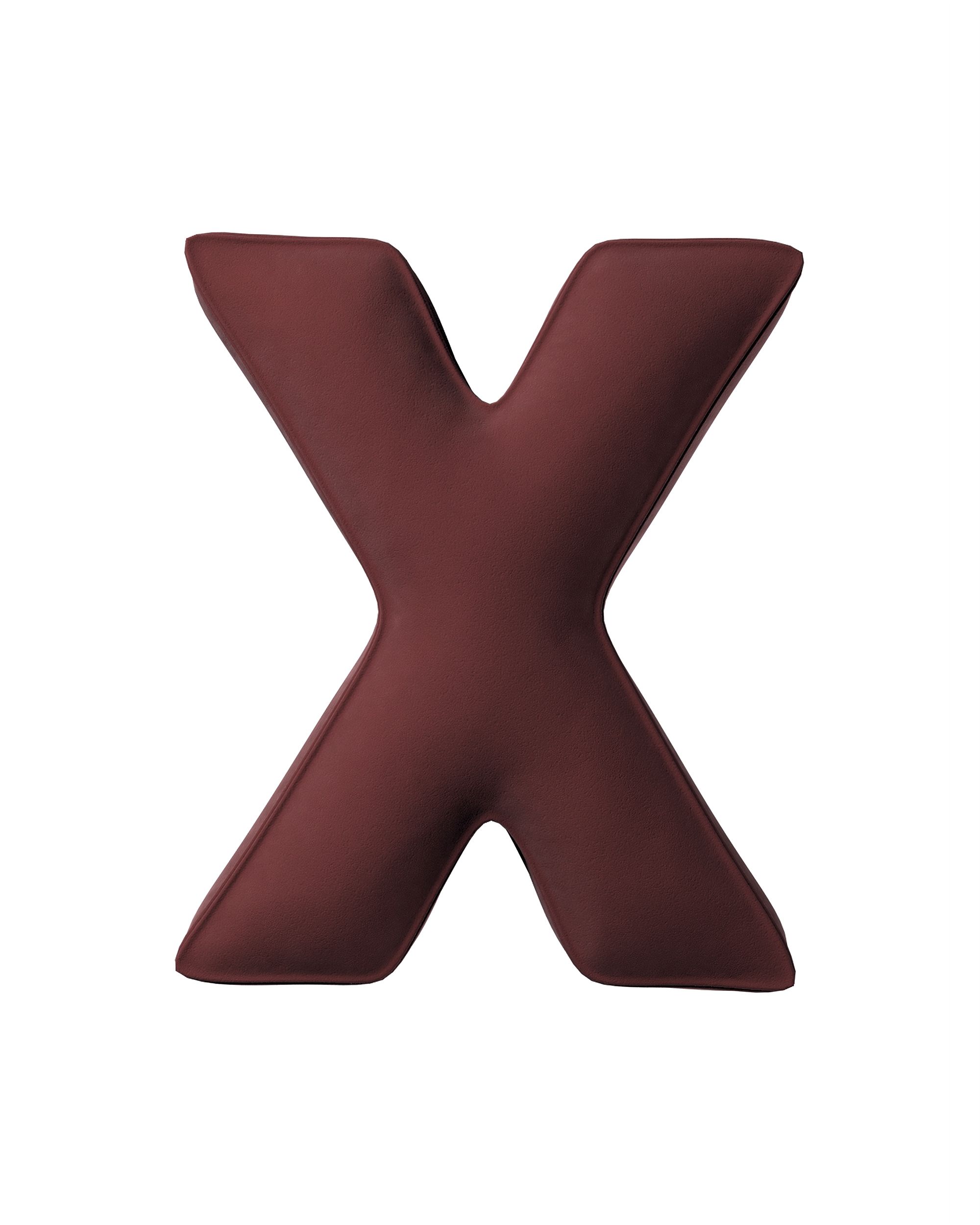Buchstabenkissen X Farbe rot Stoff glänzend, samt