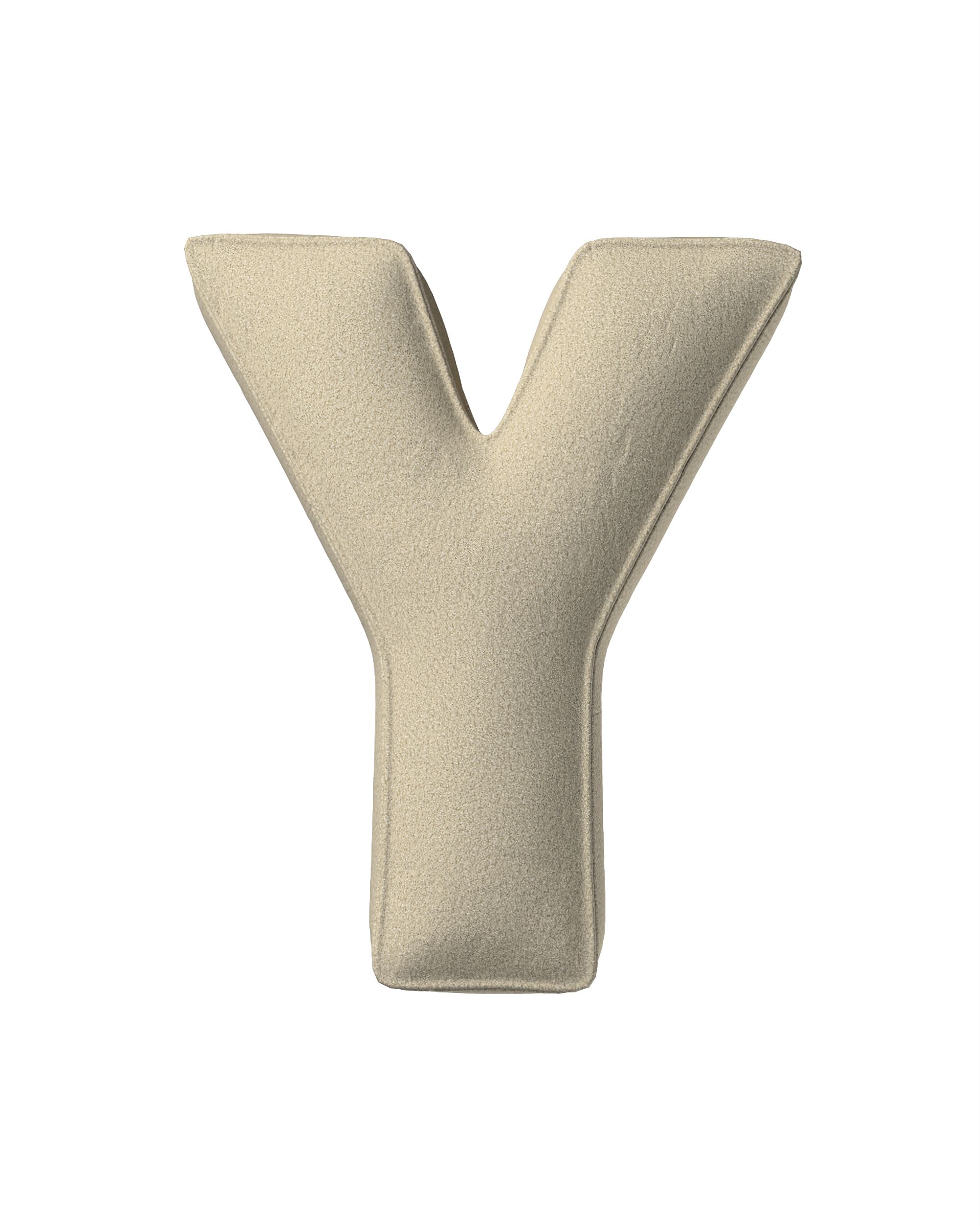 Buchstabenkissen Y Farbe beige Stoff strukturiert