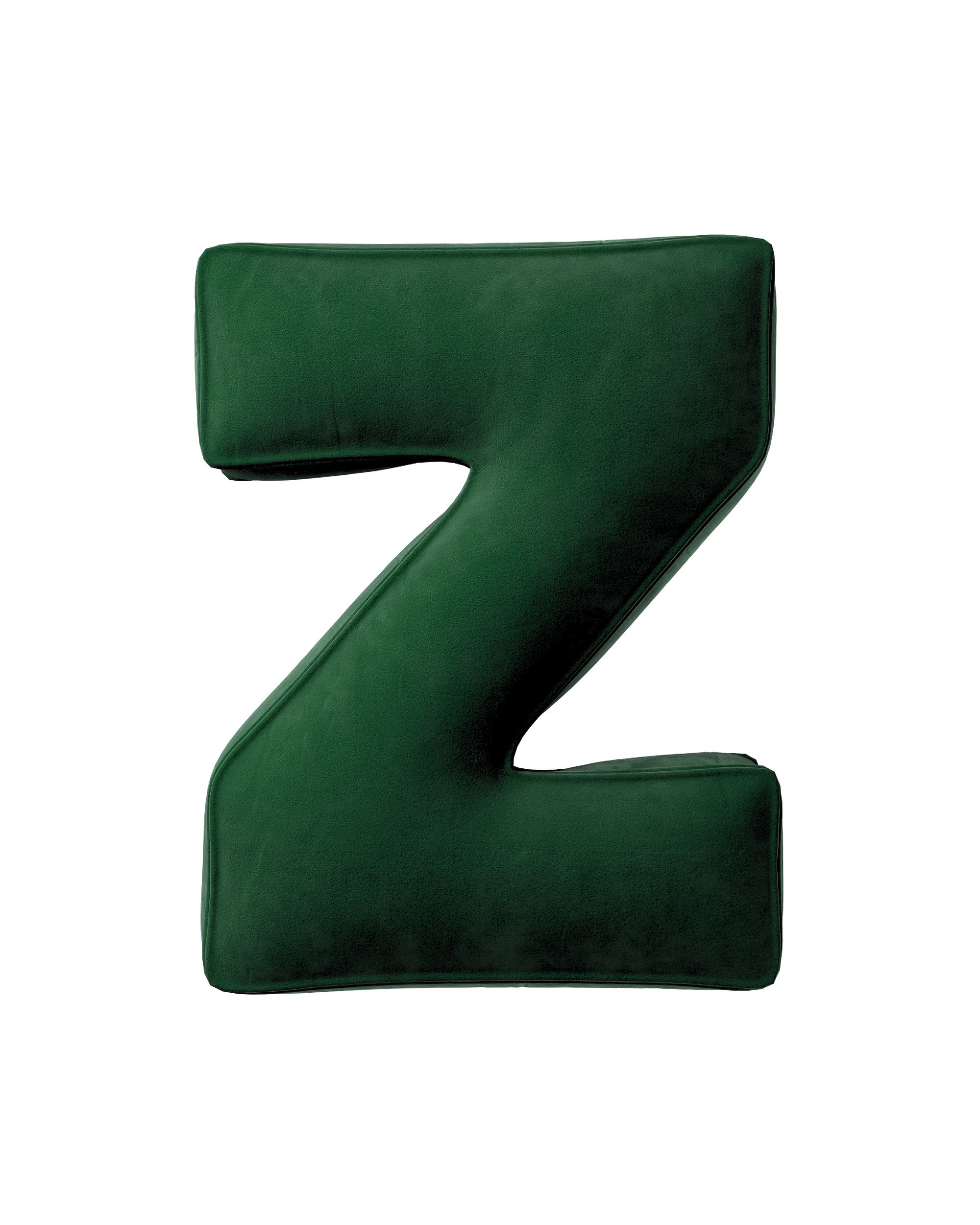 Buchstabenkissen Z Farbe grün Stoff glänzend, samt