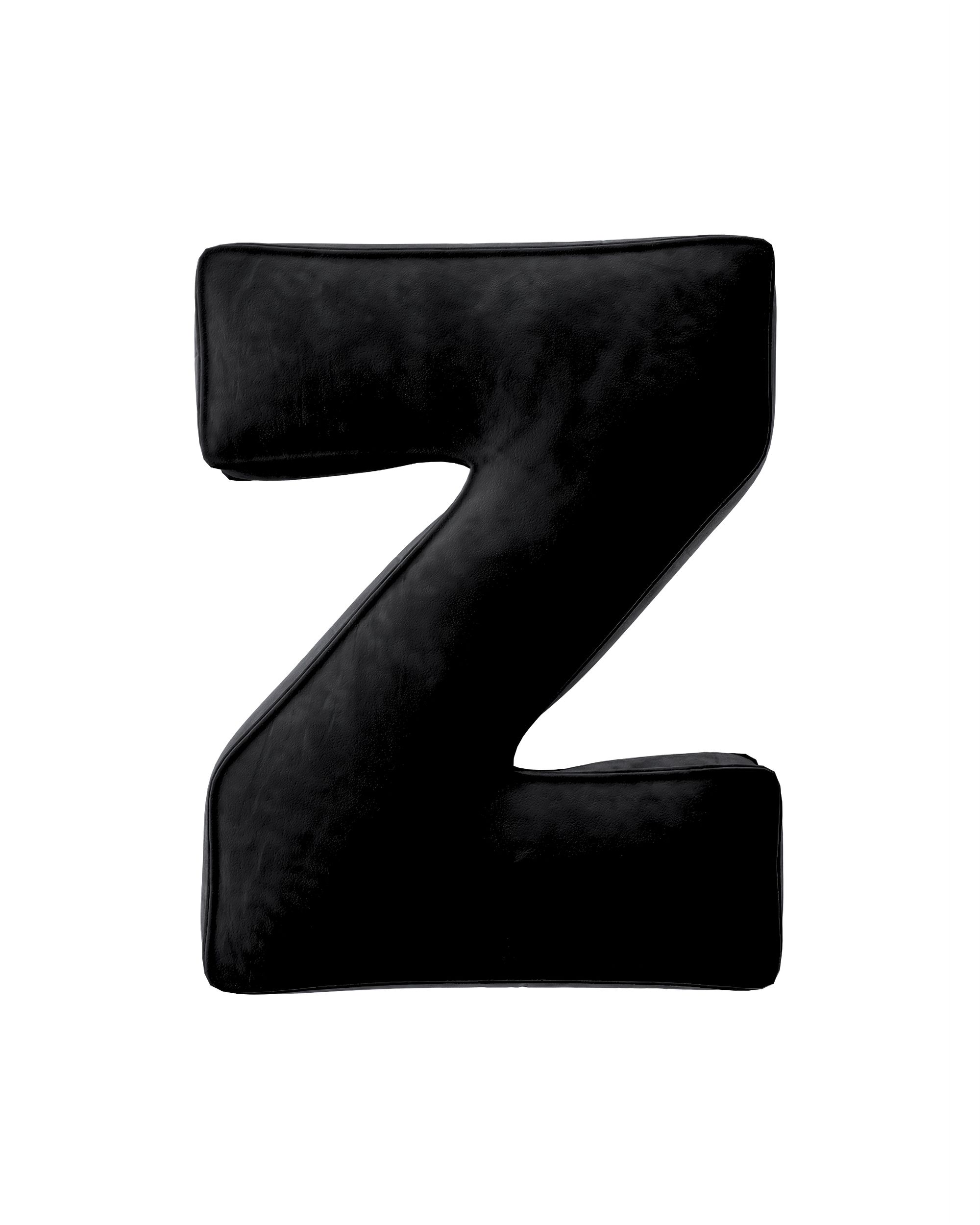 Buchstabenkissen Z Farbe schwarz Stoff glänzend, samt