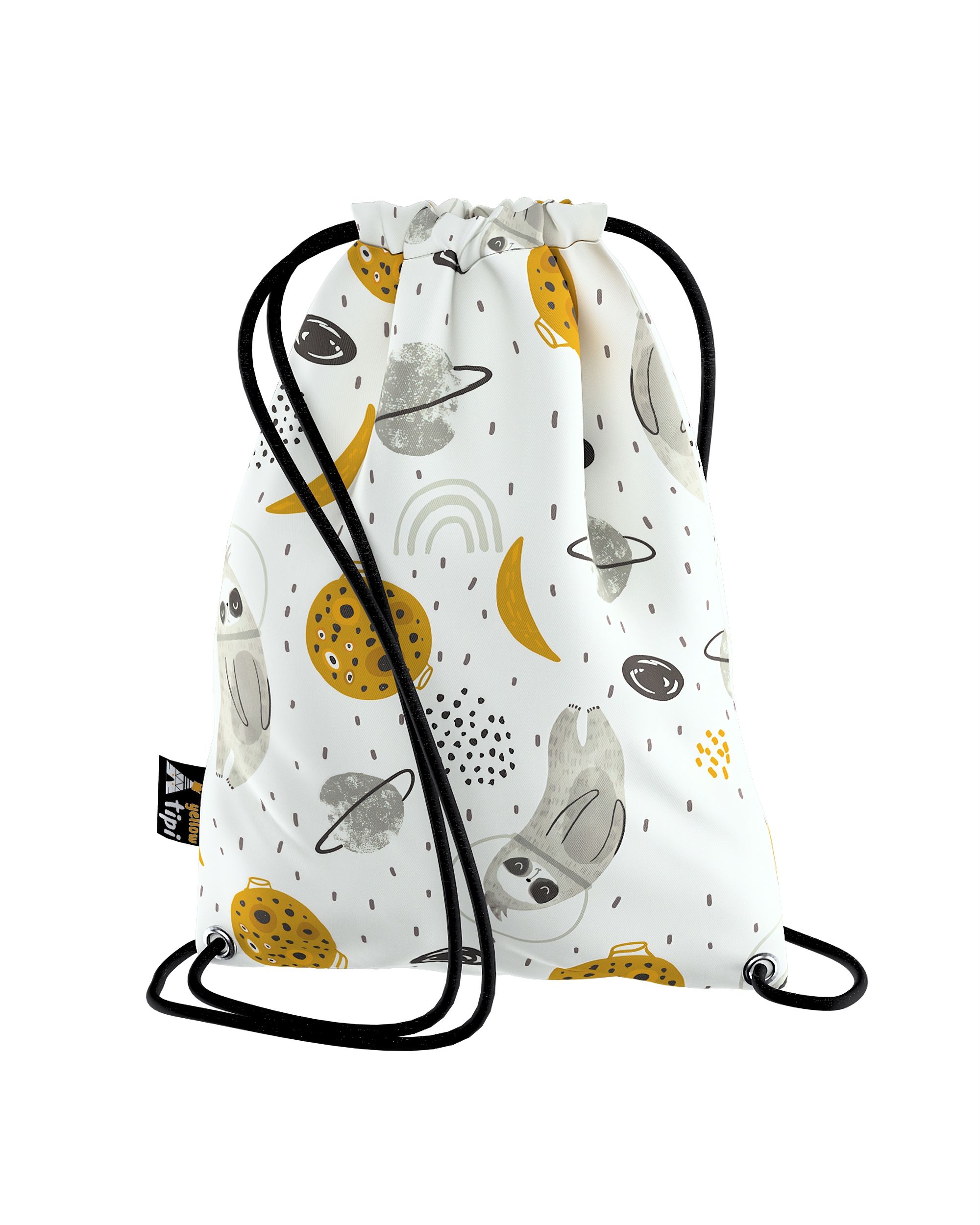 Rucksackbeutel Kiddy Farbe weiß Stoff gemustert