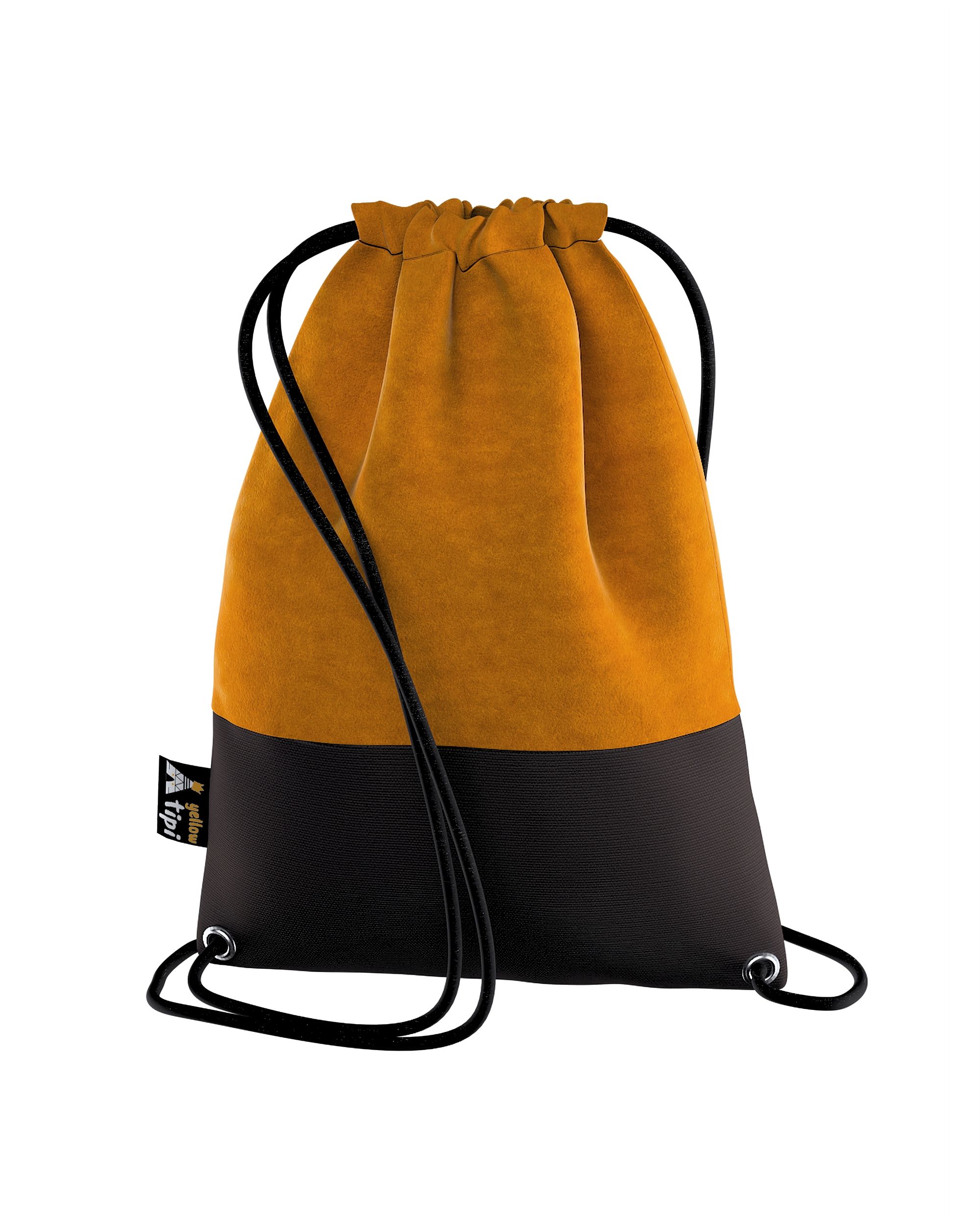 Rucksackbeutel Kiddy Velvet Farbe gelb Stoff glänzend, samt