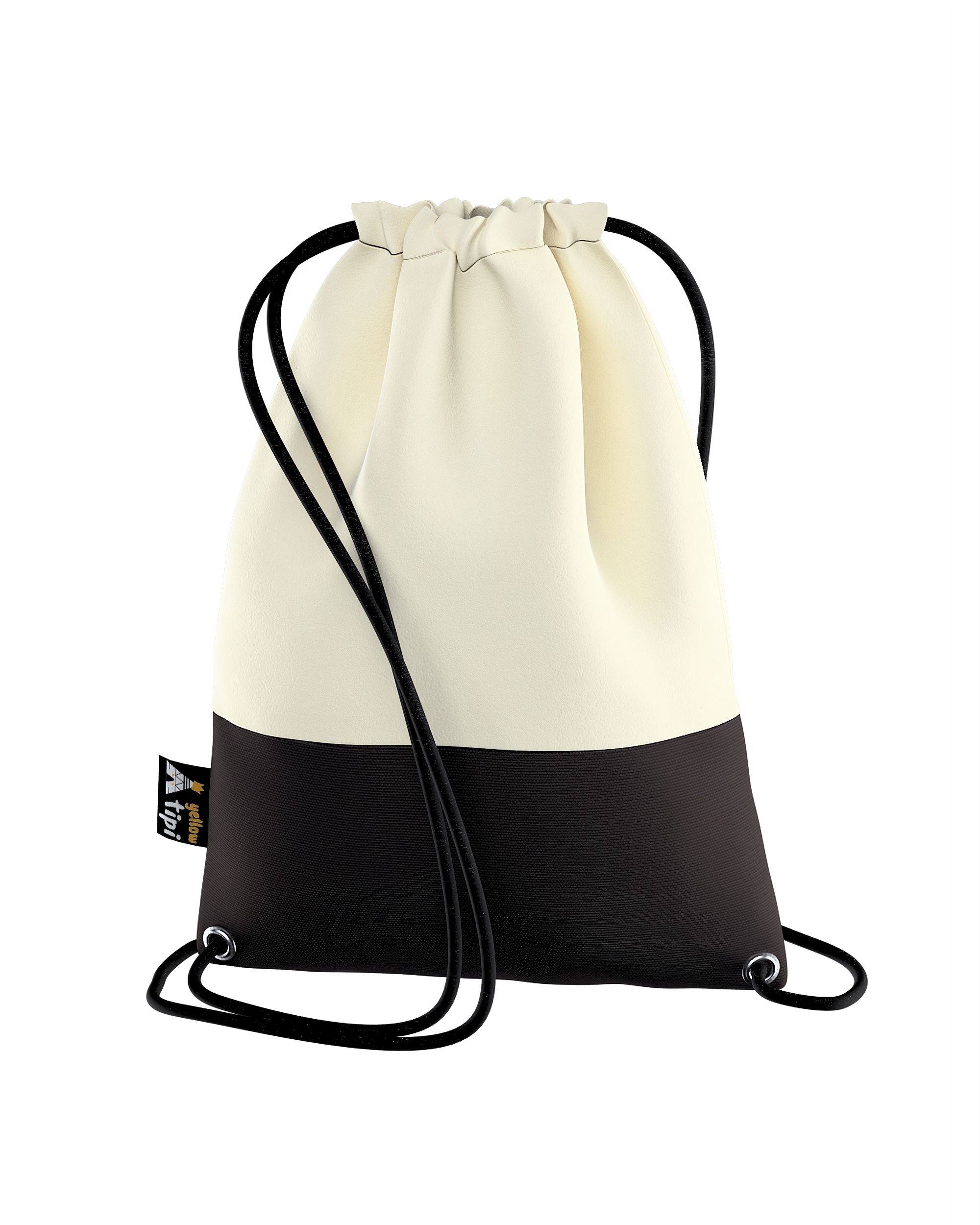 Rucksackbeutel Kiddy Velvet Farbe creme Stoff glänzend, samt