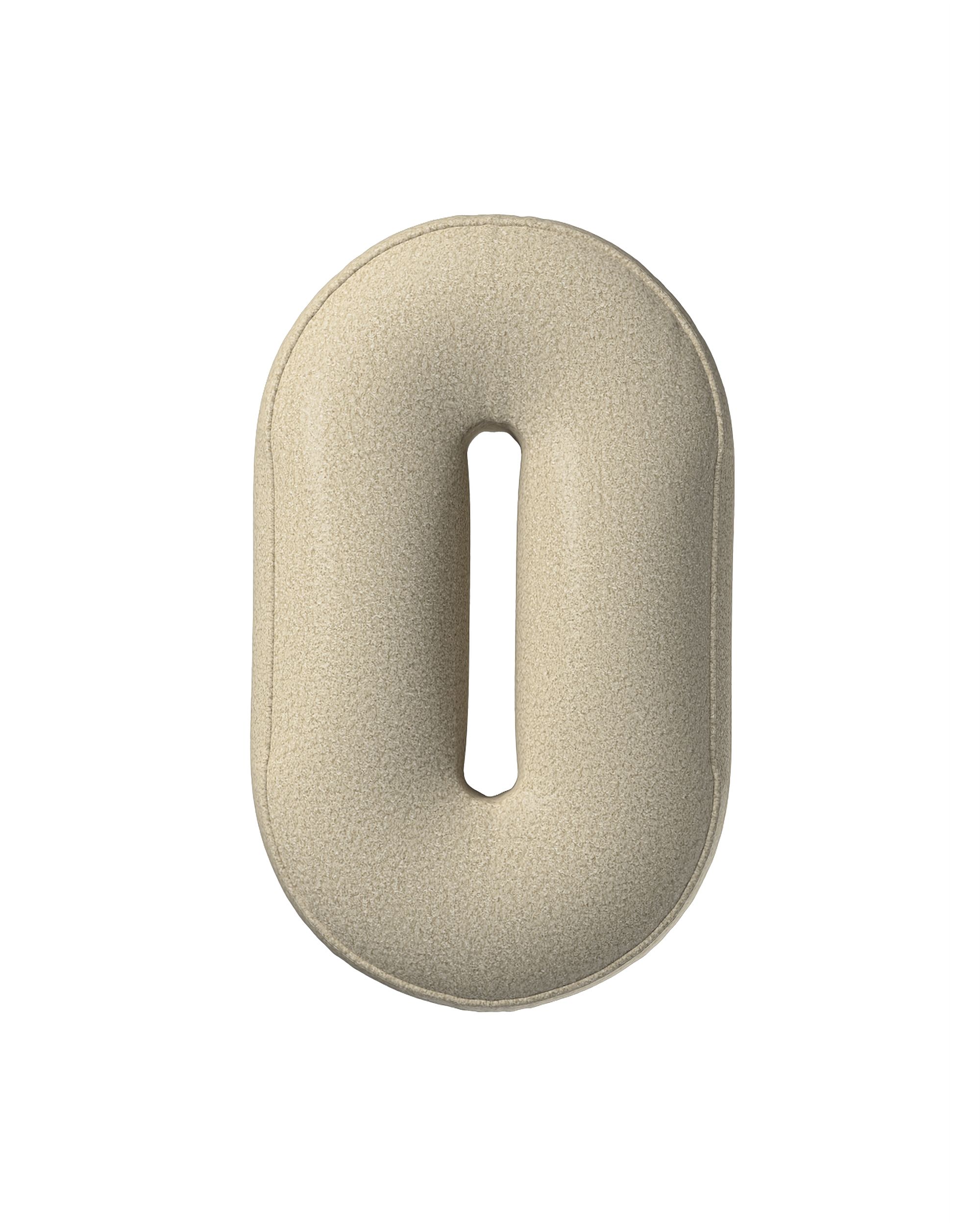 Zahlenkissen 0 Farbe beige Stoff strukturiert