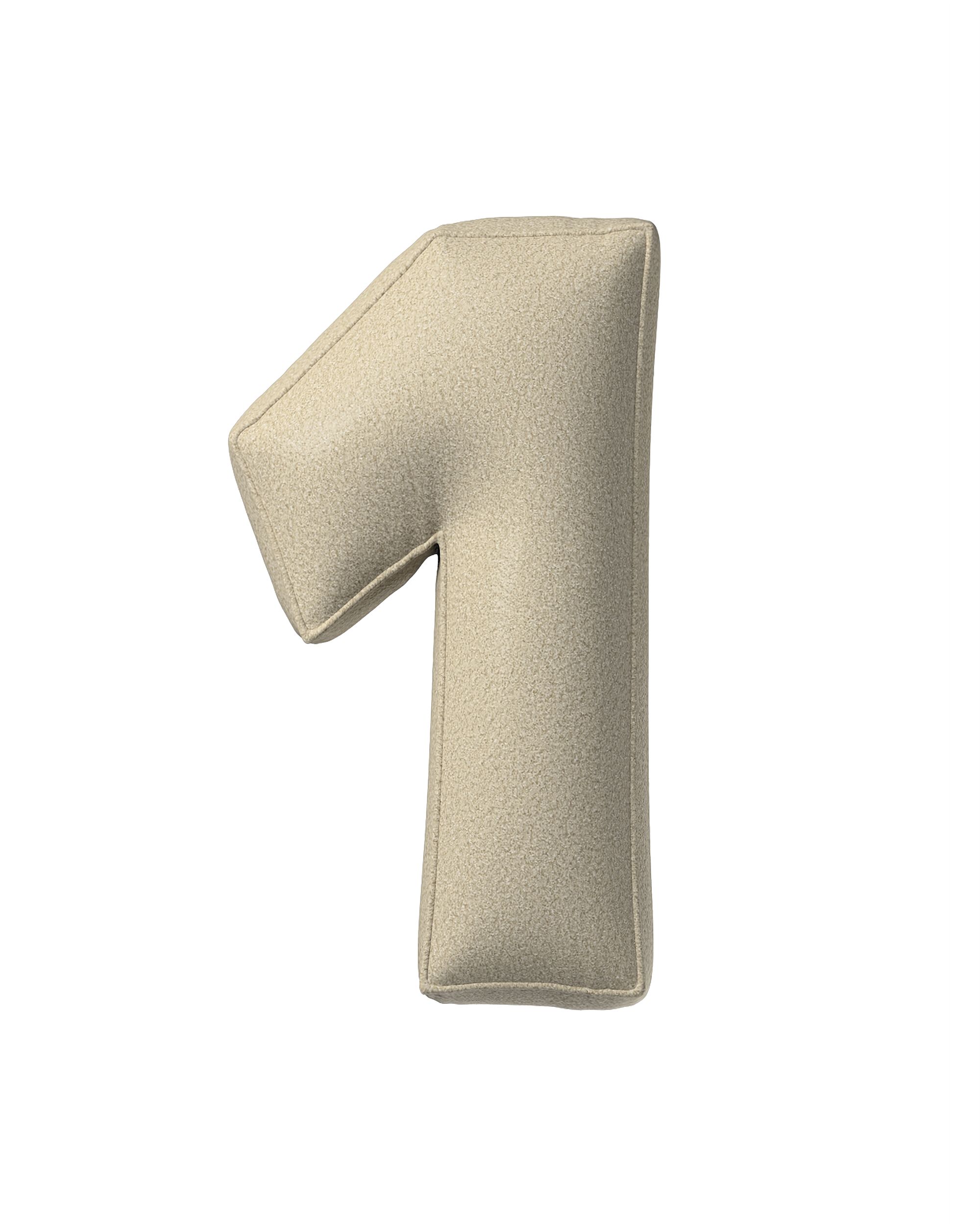 Zahlenkissen 1 Farbe beige Stoff strukturiert