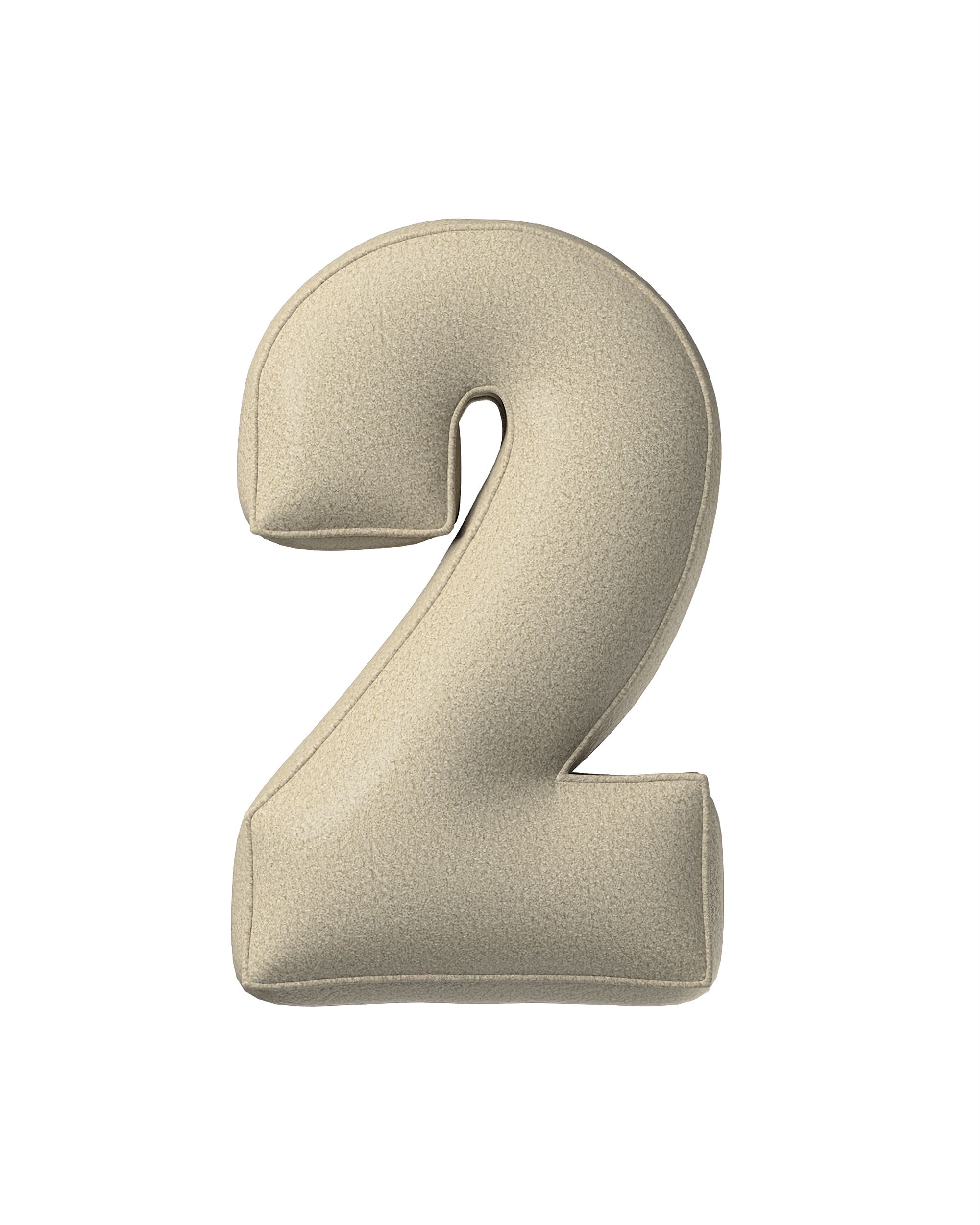 Zahlenkissen  2 Farbe beige Stoff strukturiert
