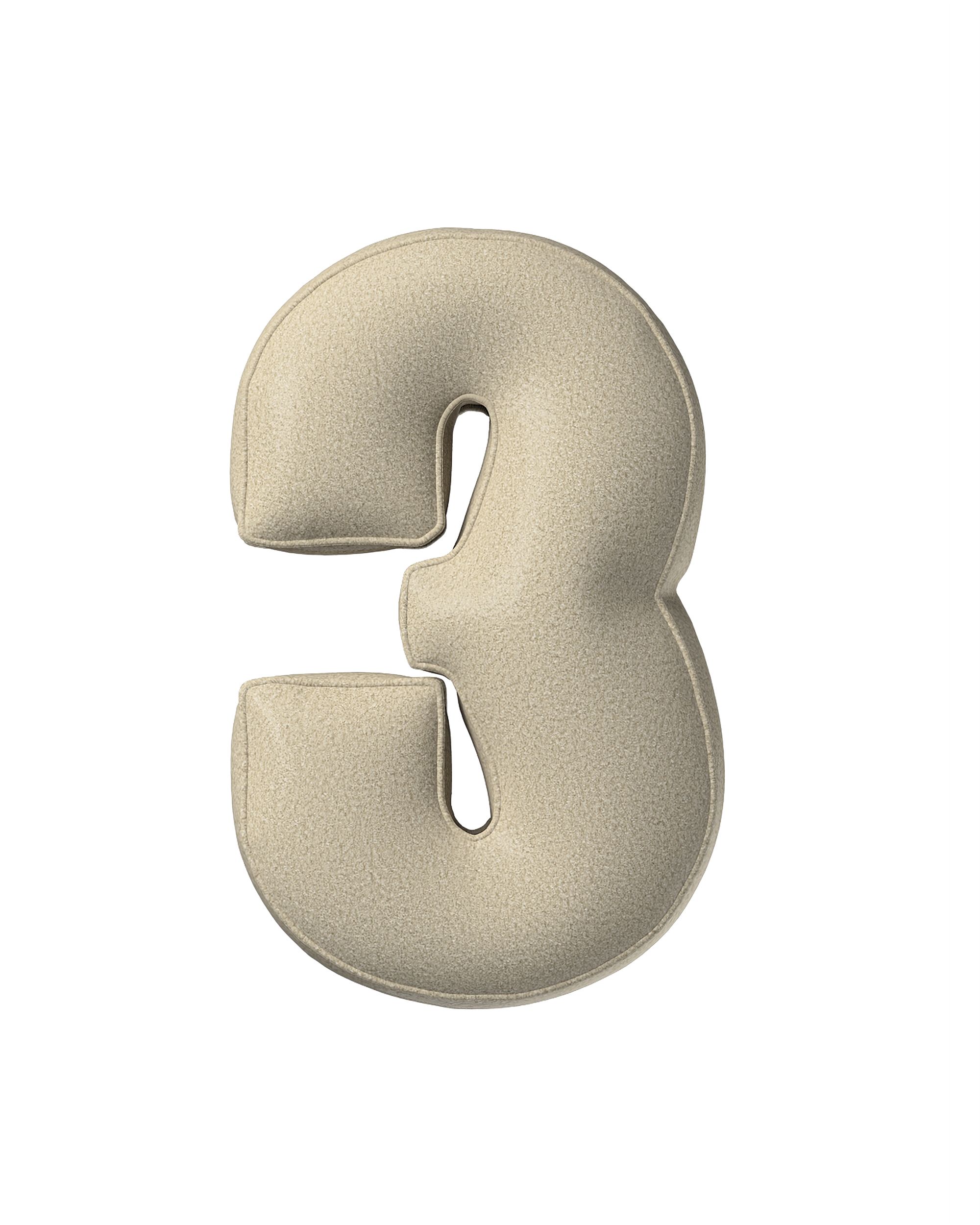 Zahlenkissen 3 Farbe beige Stoff strukturiert