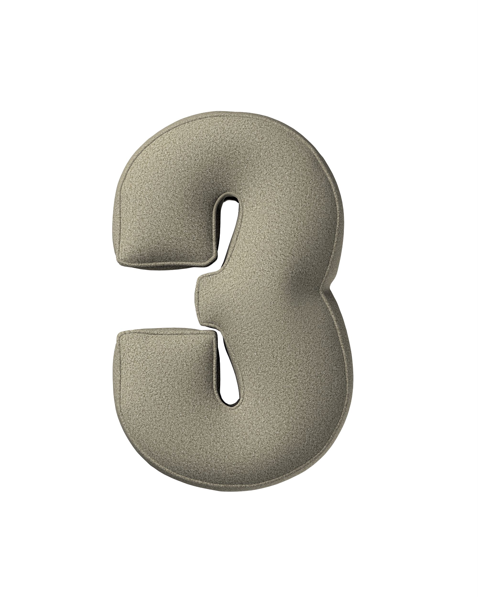 Zahlenkissen 3 Farbe beige Stoff strukturiert