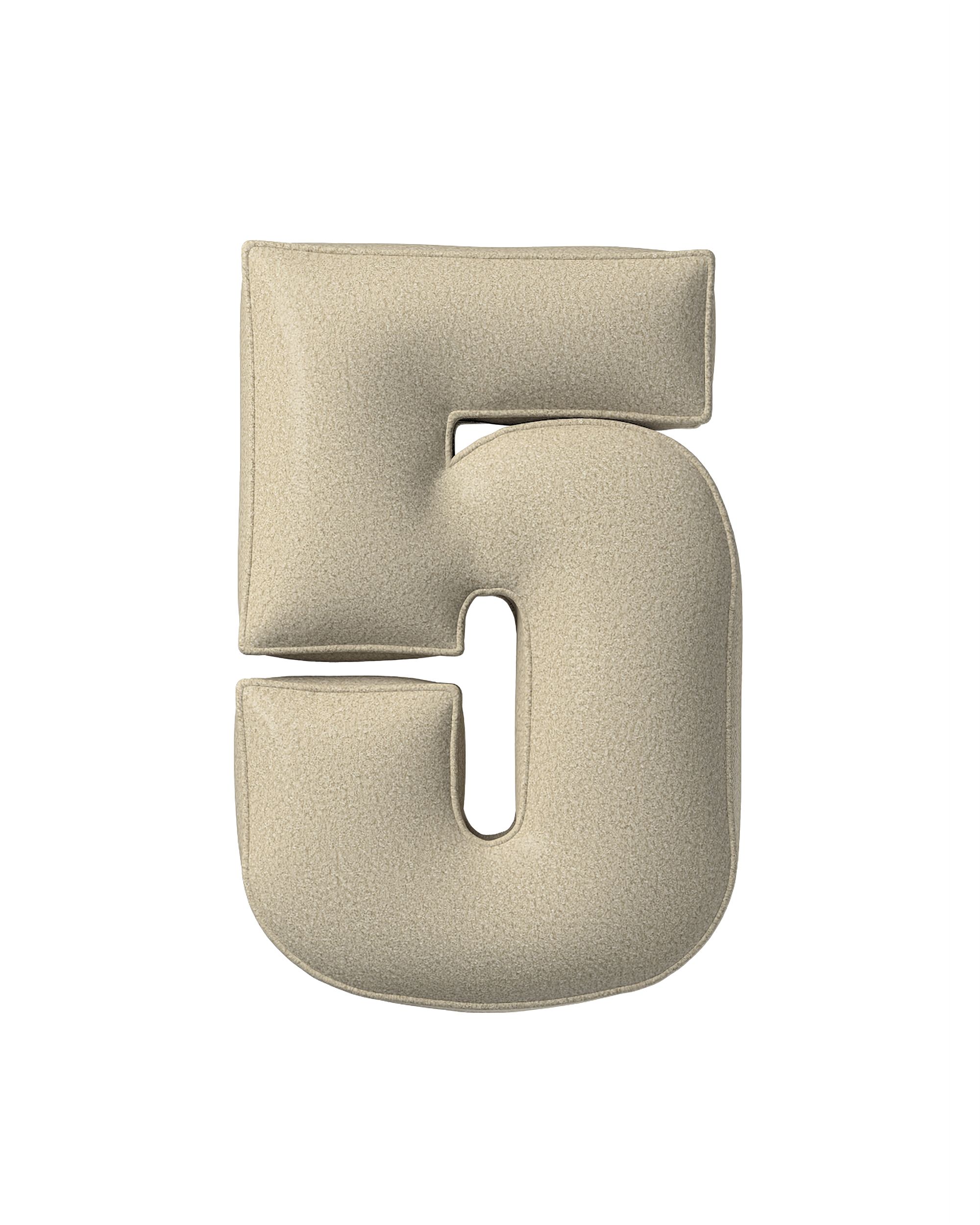 Zahlenkissen 5 Farbe beige Stoff strukturiert
