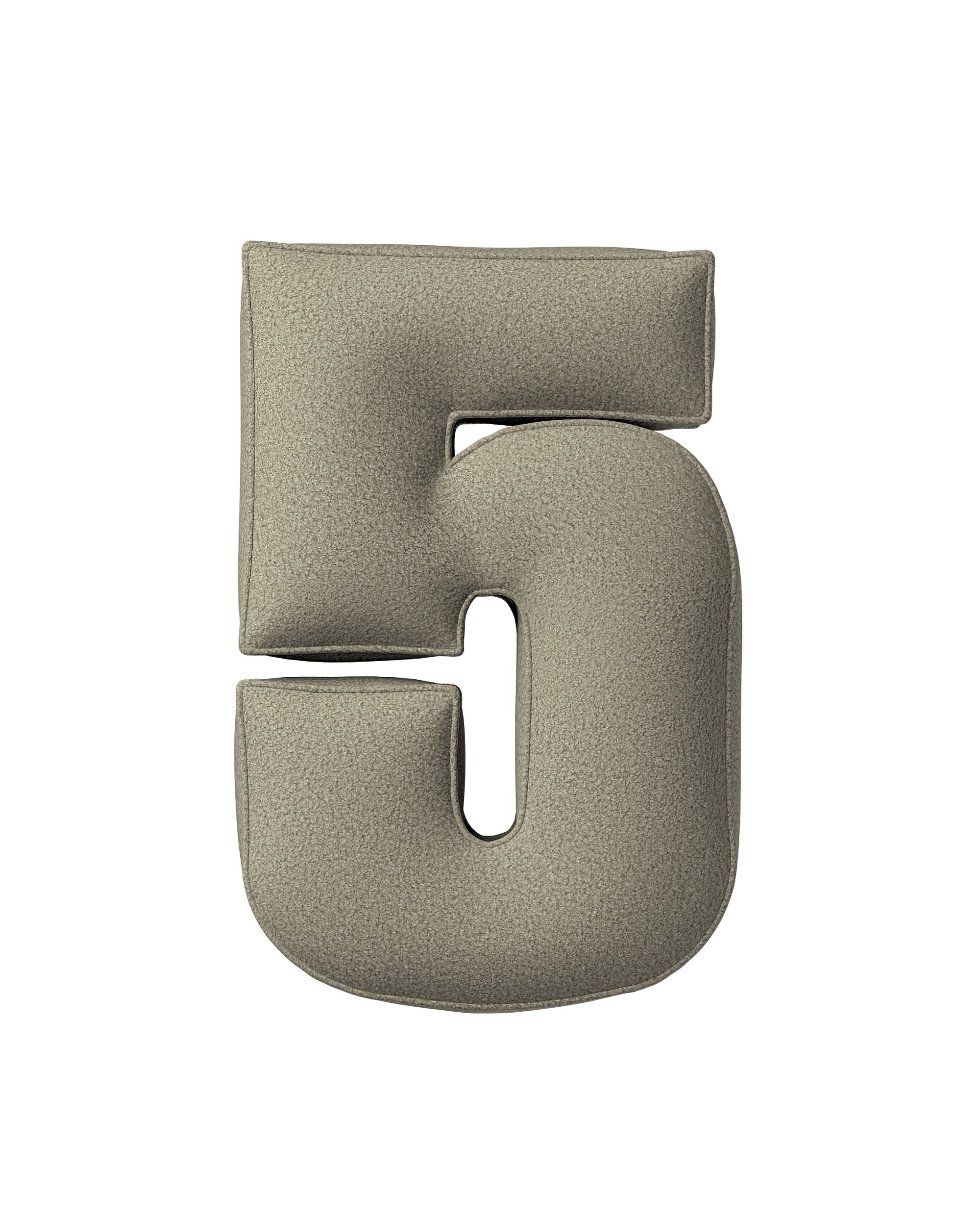 Zahlenkissen 5 Farbe beige Stoff strukturiert