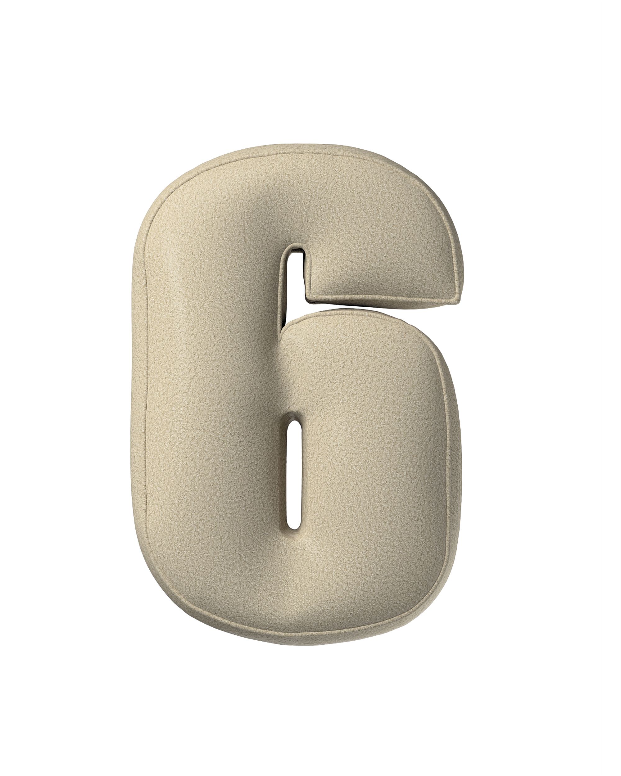 Zahlenkissen 6 Farbe beige Stoff strukturiert