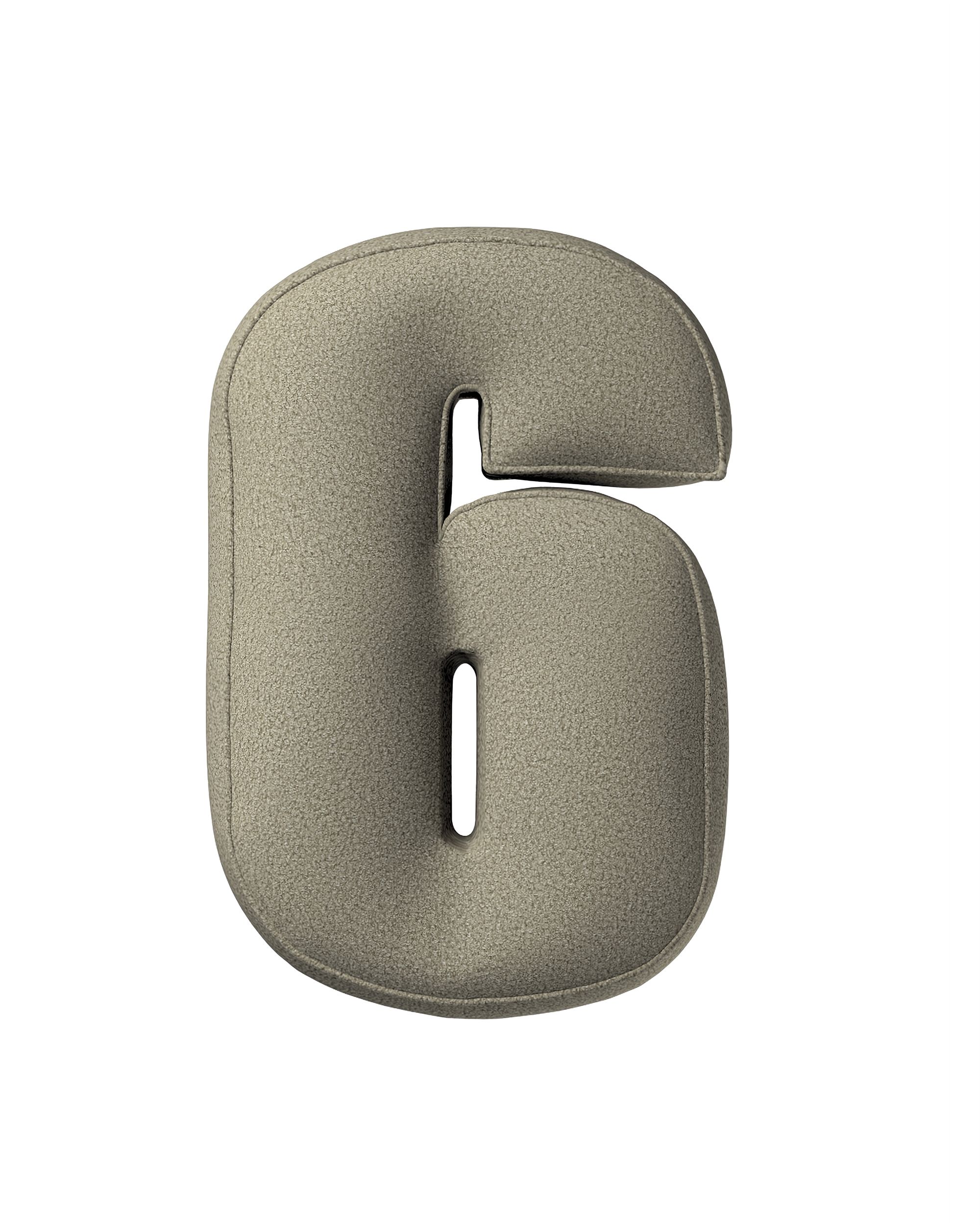 Zahlenkissen 6 Farbe beige Stoff strukturiert