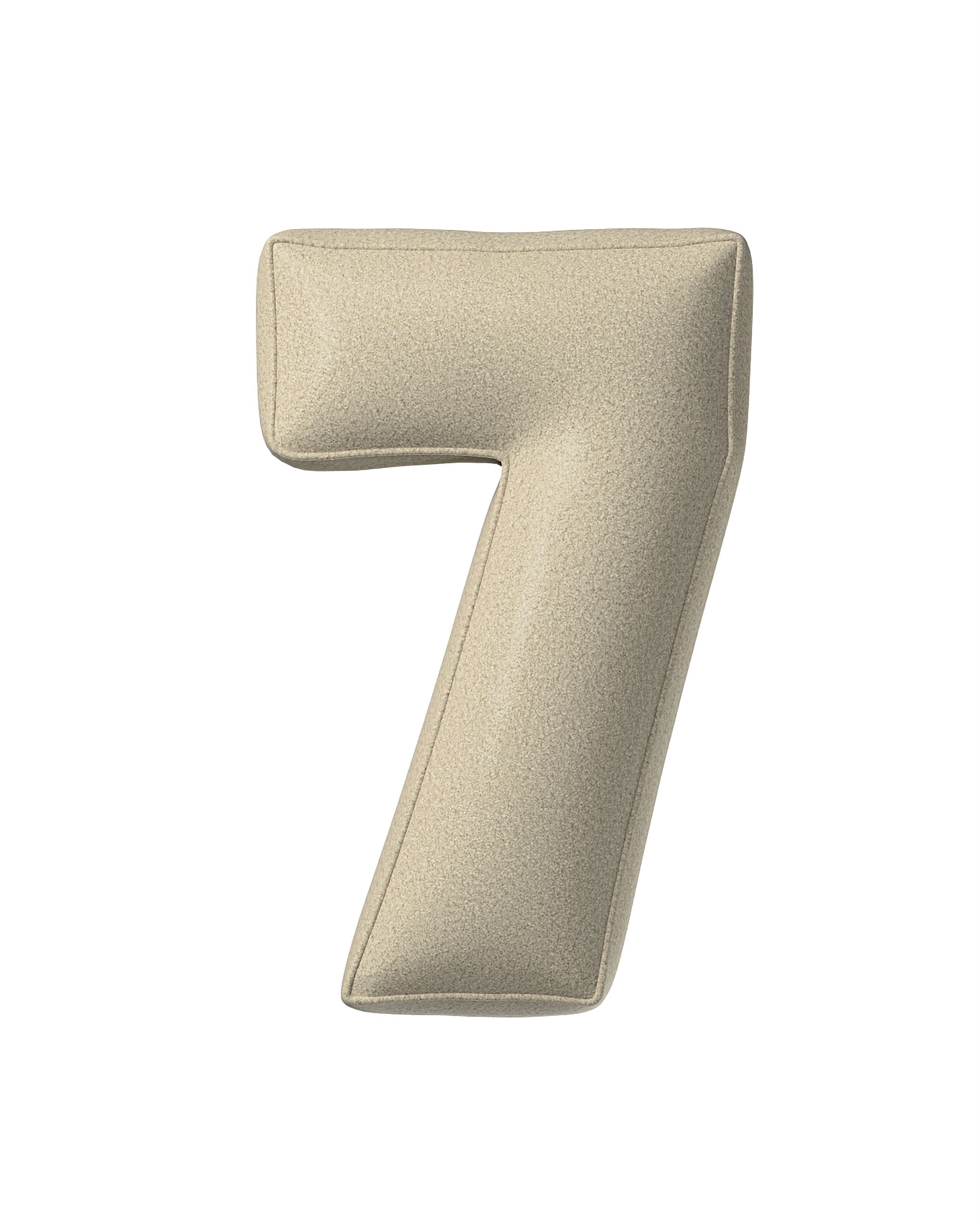 Zahlenkissen 7 Farbe beige Stoff strukturiert