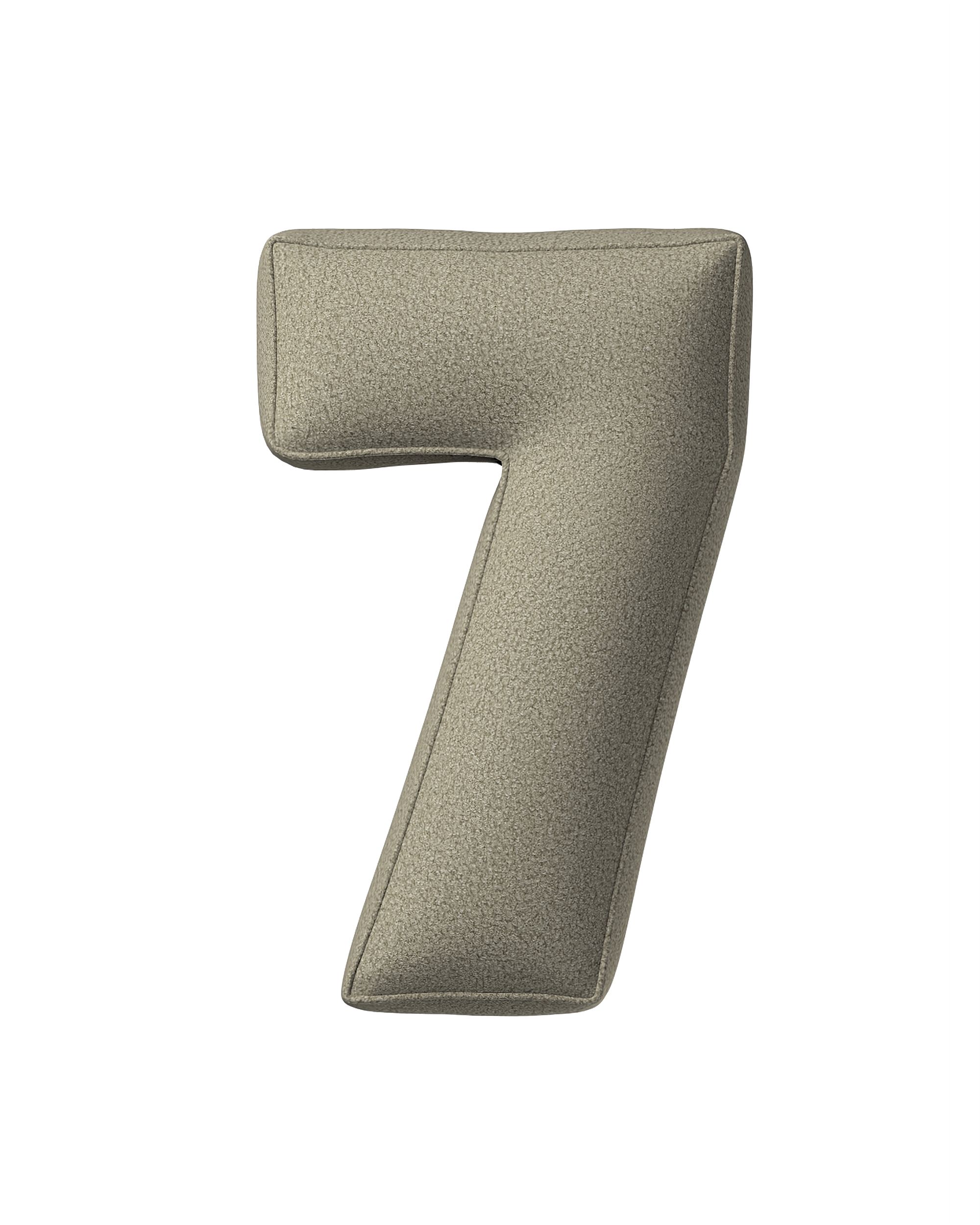 Zahlenkissen 7 Farbe beige Stoff strukturiert