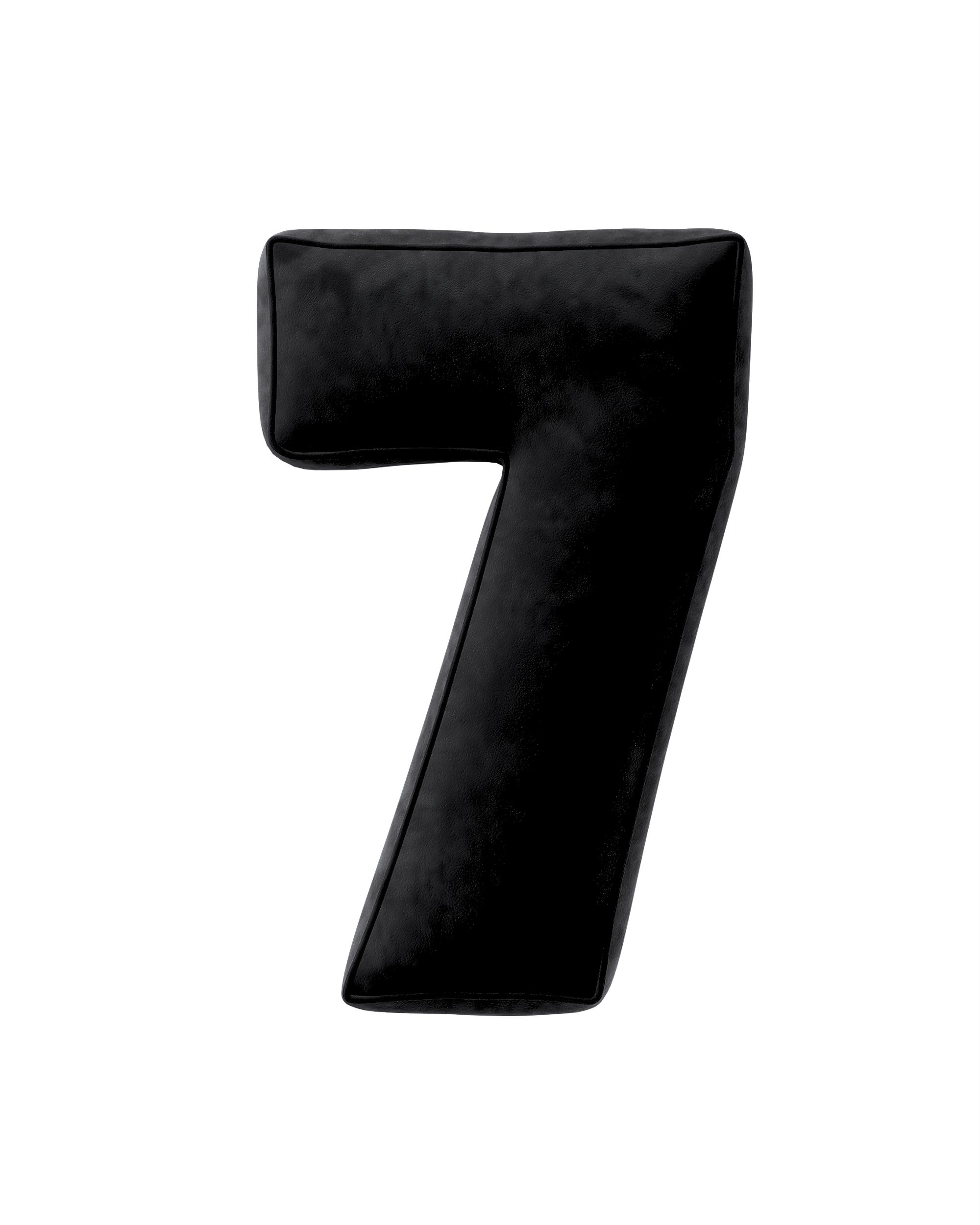 Zahlenkissen 7 Farbe schwarz Stoff glänzend, samt