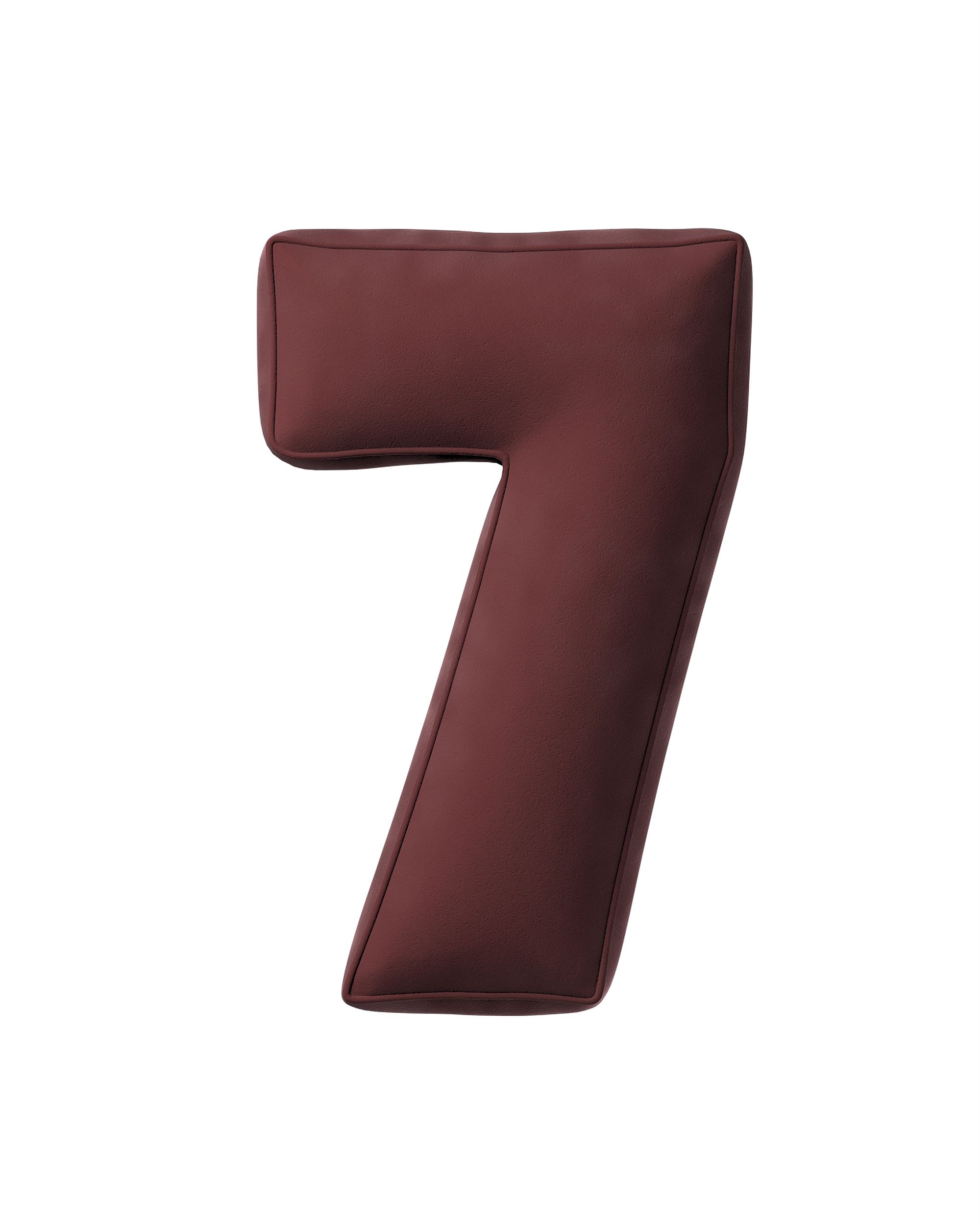 Zahlenkissen 7 Farbe rot Stoff glänzend, samt