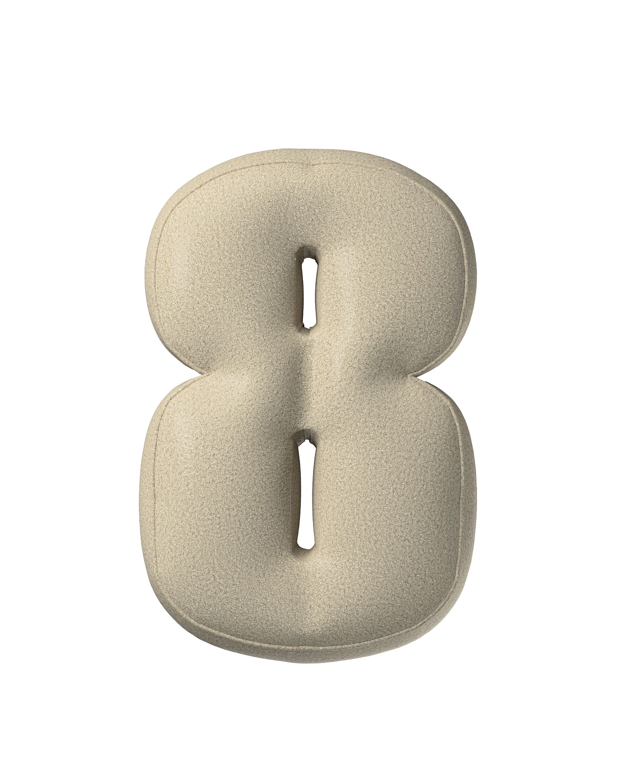 Zahlenkissen 8 Farbe beige Stoff strukturiert