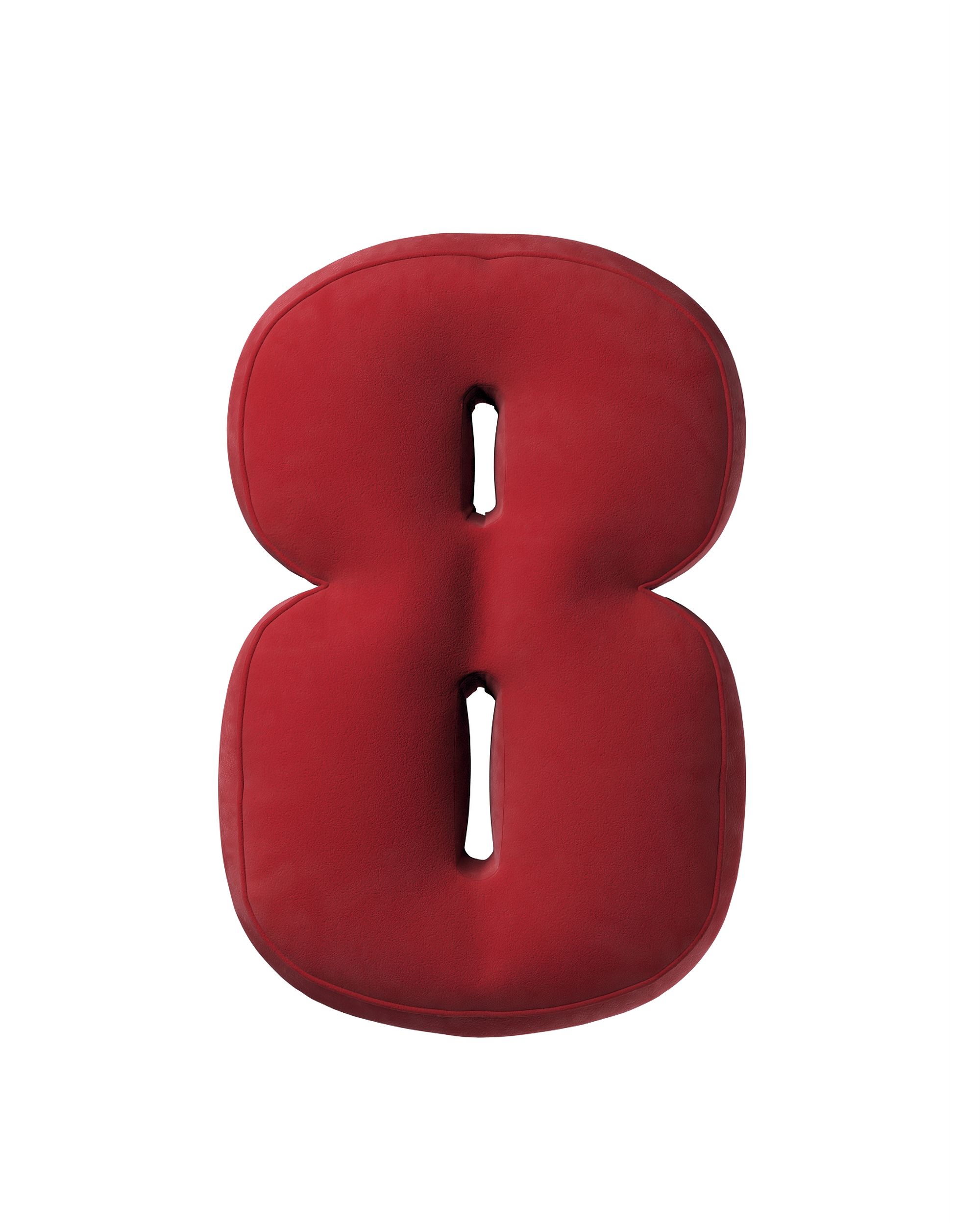 Zahlenkissen 8 Farbe rot Stoff glänzend, samt