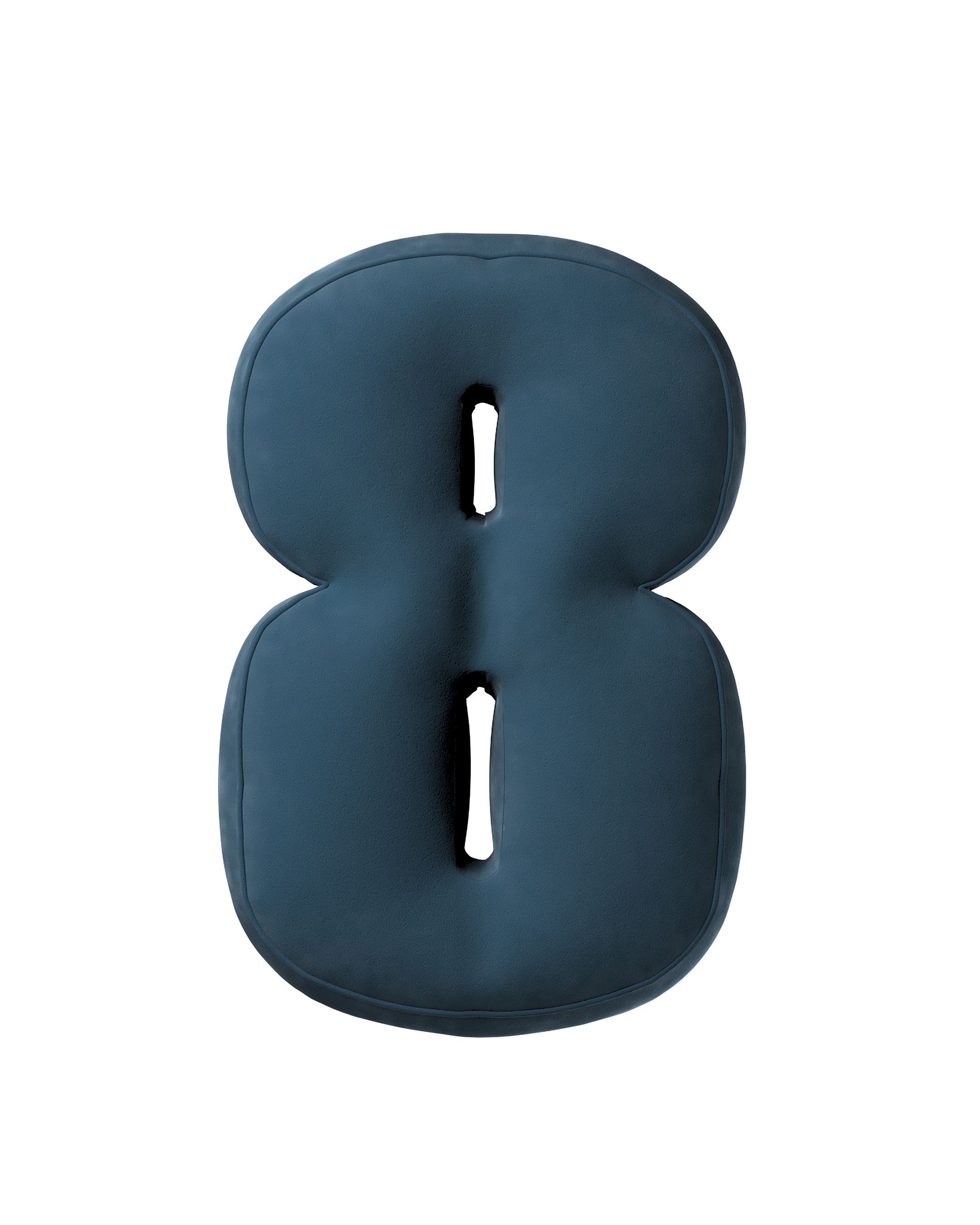 Zahlenkissen 8 Farbe blau Stoff glänzend, samt