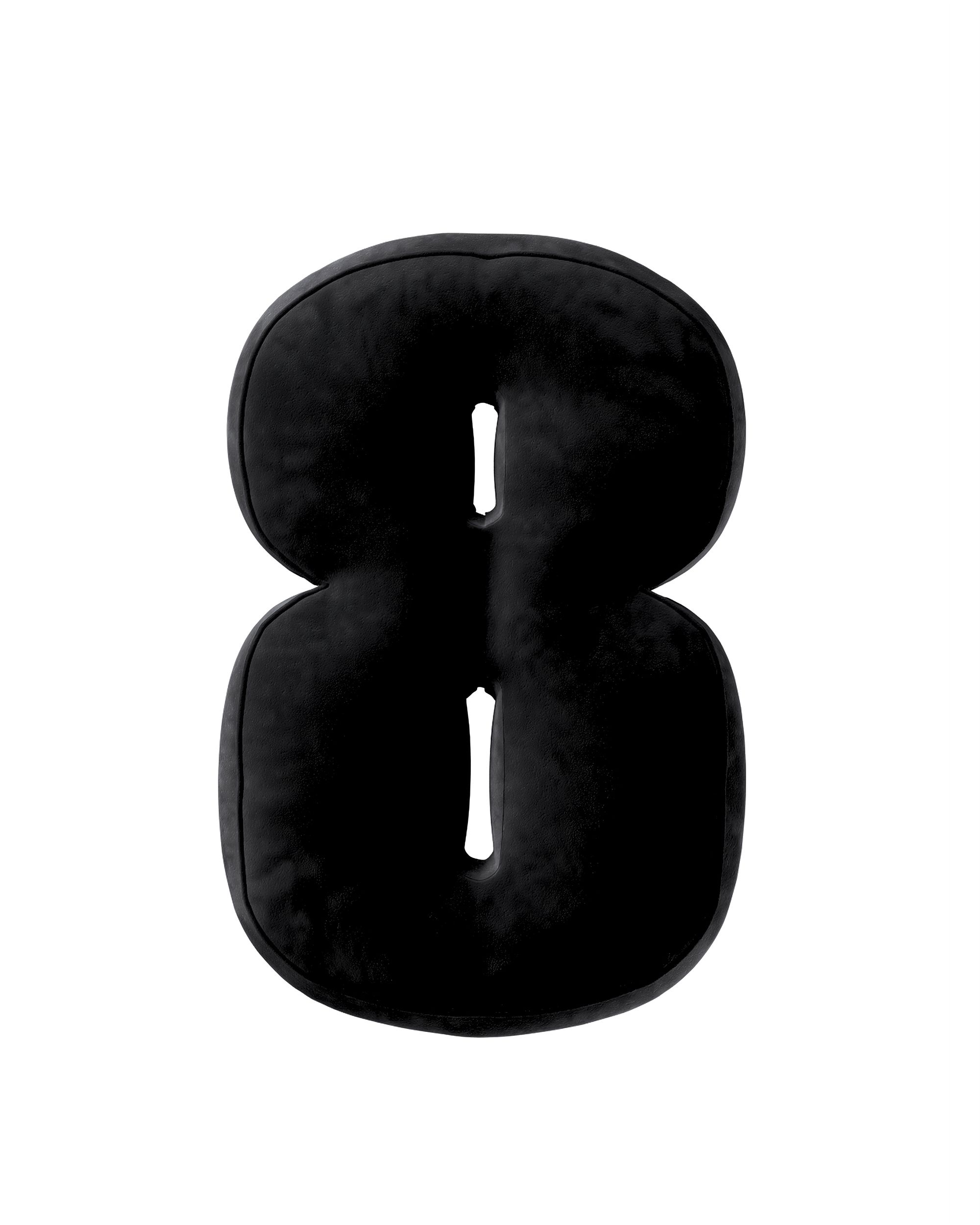 Zahlenkissen 8 Farbe schwarz Stoff glänzend, samt
