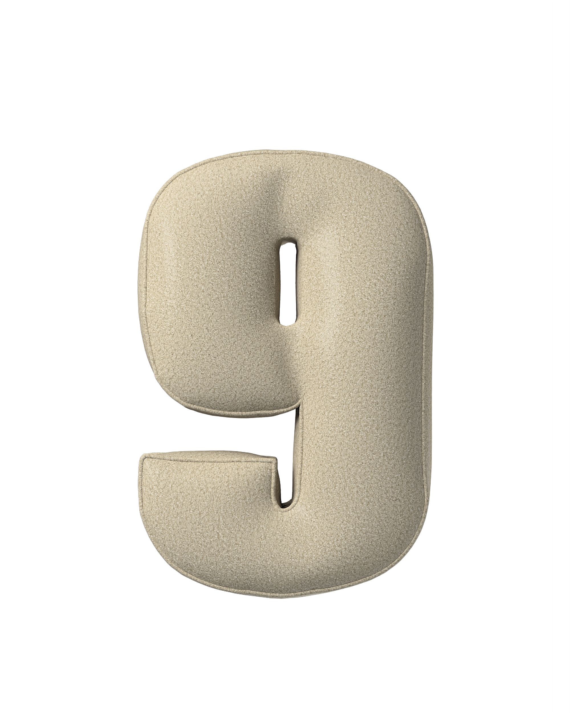 Zahlenkissen 9 Farbe beige Stoff strukturiert