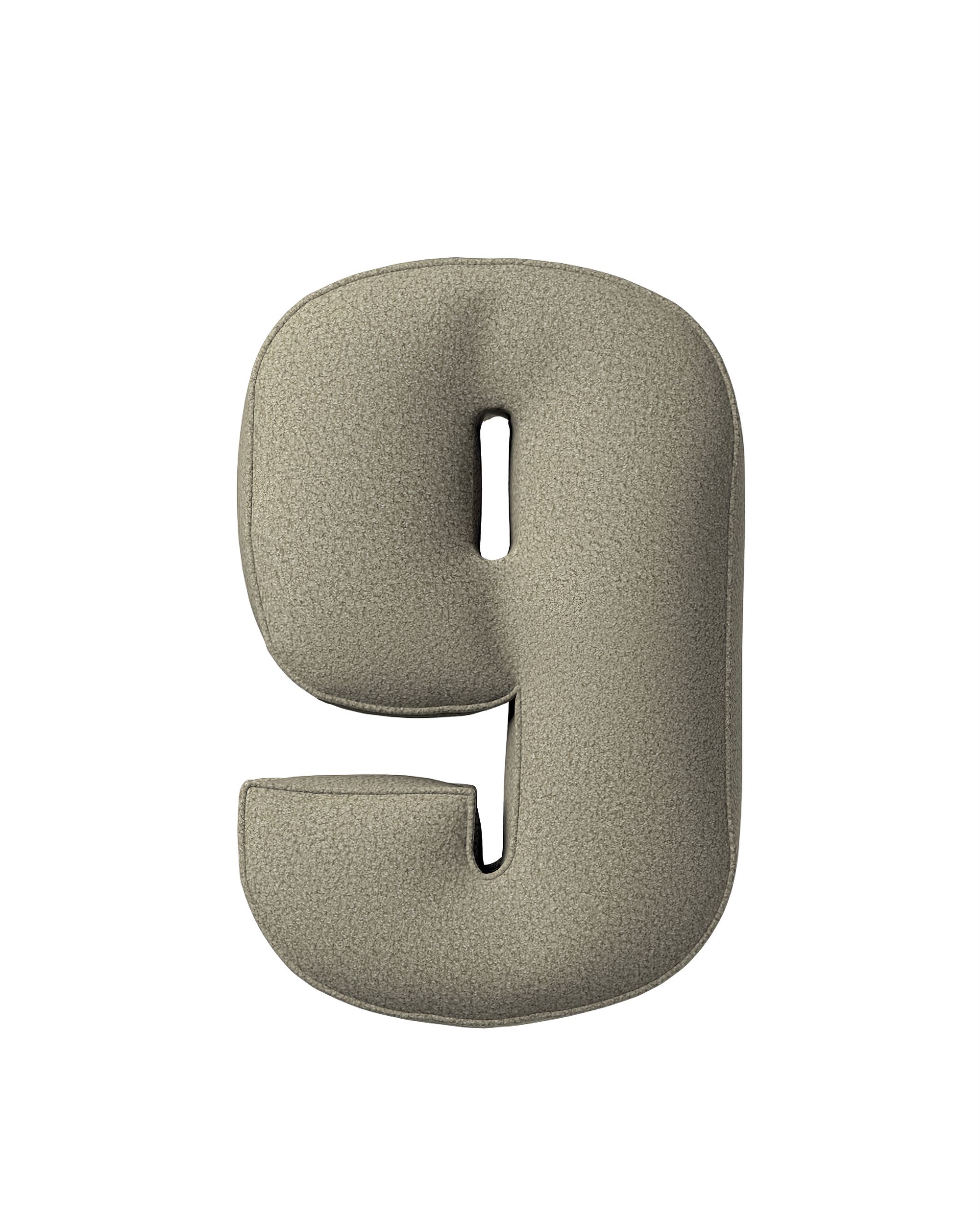 Zahlenkissen 9 Farbe beige Stoff strukturiert