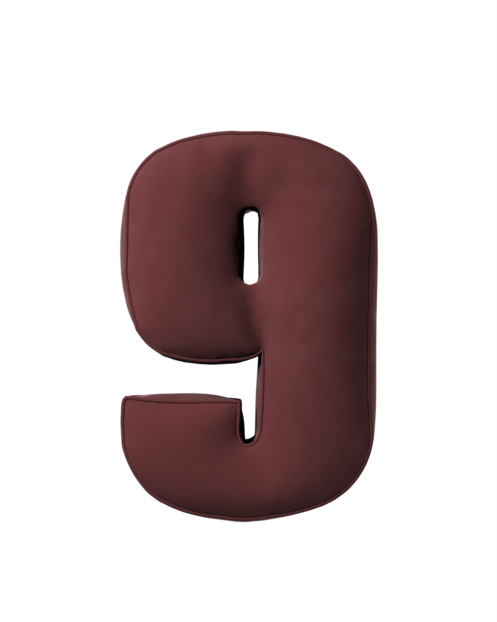 Zahlenkissen 9 Farbe rot Stoff glänzend, samt