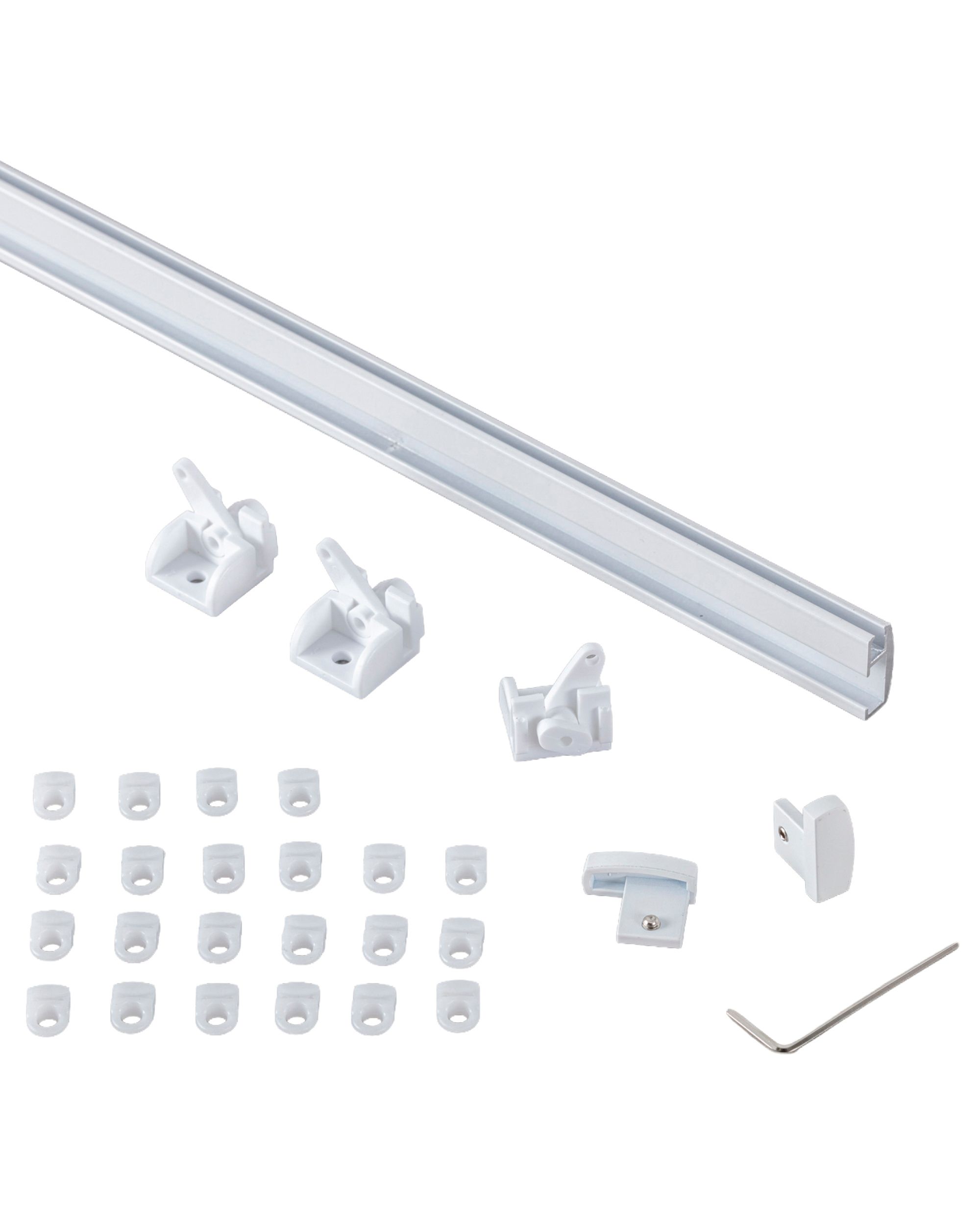 Aluminium-Gardinenschiene Premium einläufig 180 cm weiß im Set (hover)