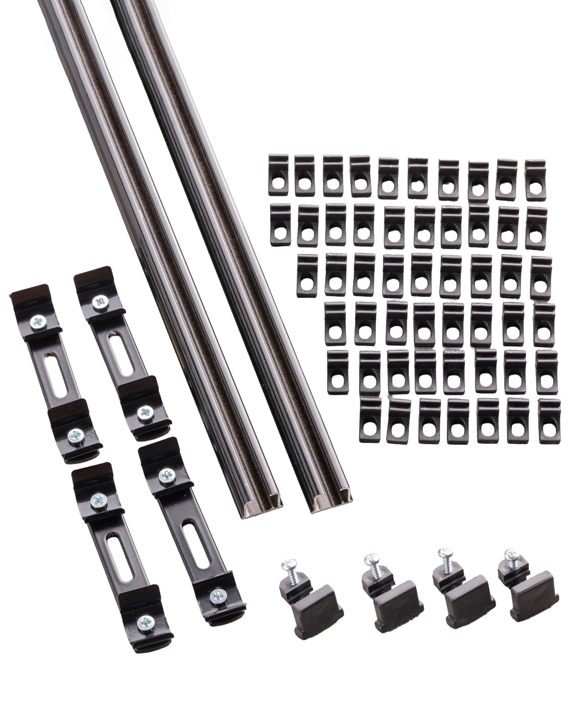 Aluminium-Gardinenschiene 2-läufig im Set 210cm schwarz (hover)